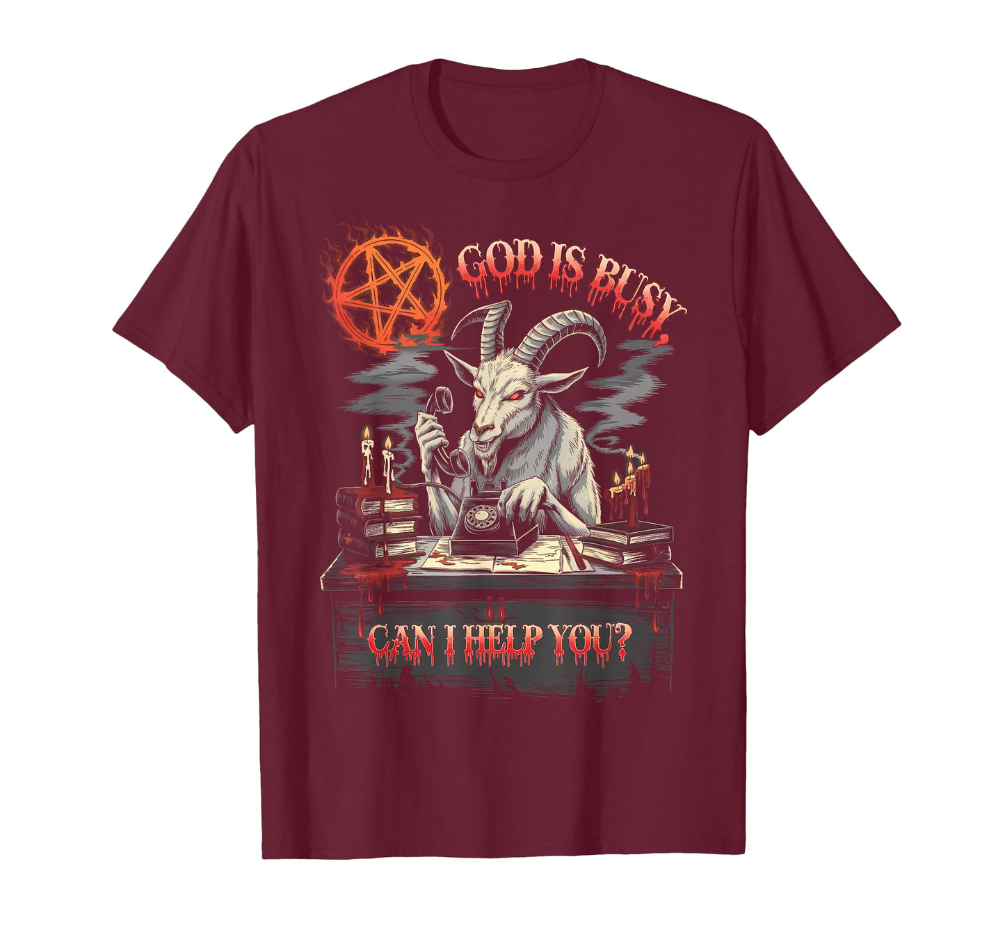 Satanic Goat Office Demon Occult Funny Sarcastic T-Shirt