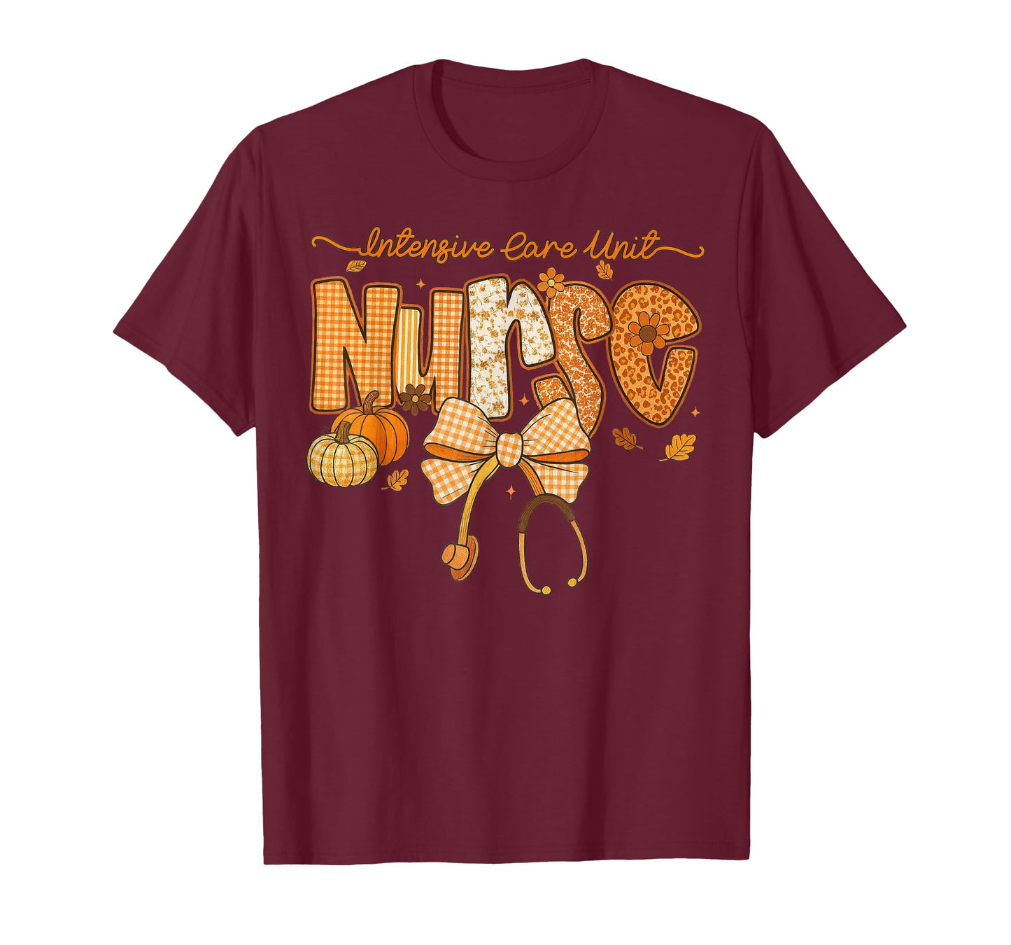 Thankful NICU Nurse Fall Thanksgiving Stethoscope Coquette T-Shirt