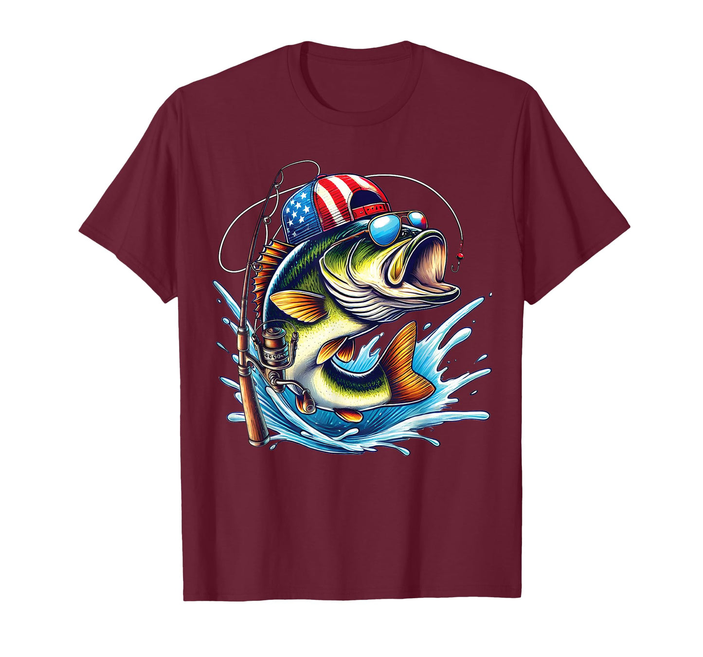 American Flag Fishing Lovers Fisherman Funny Fishing USA T-Shirt