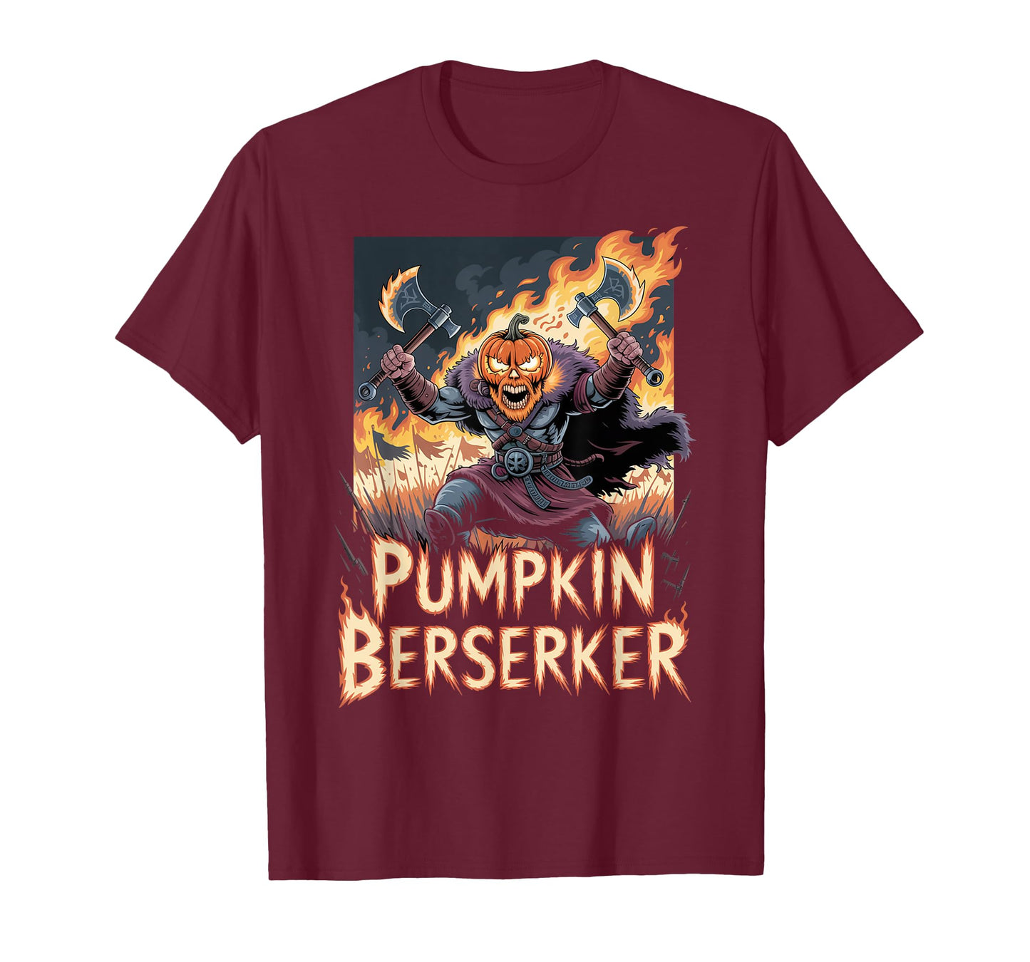 Pumpkin Warrior - Halloween Norse Mythology Berserker Viking T-Shirt