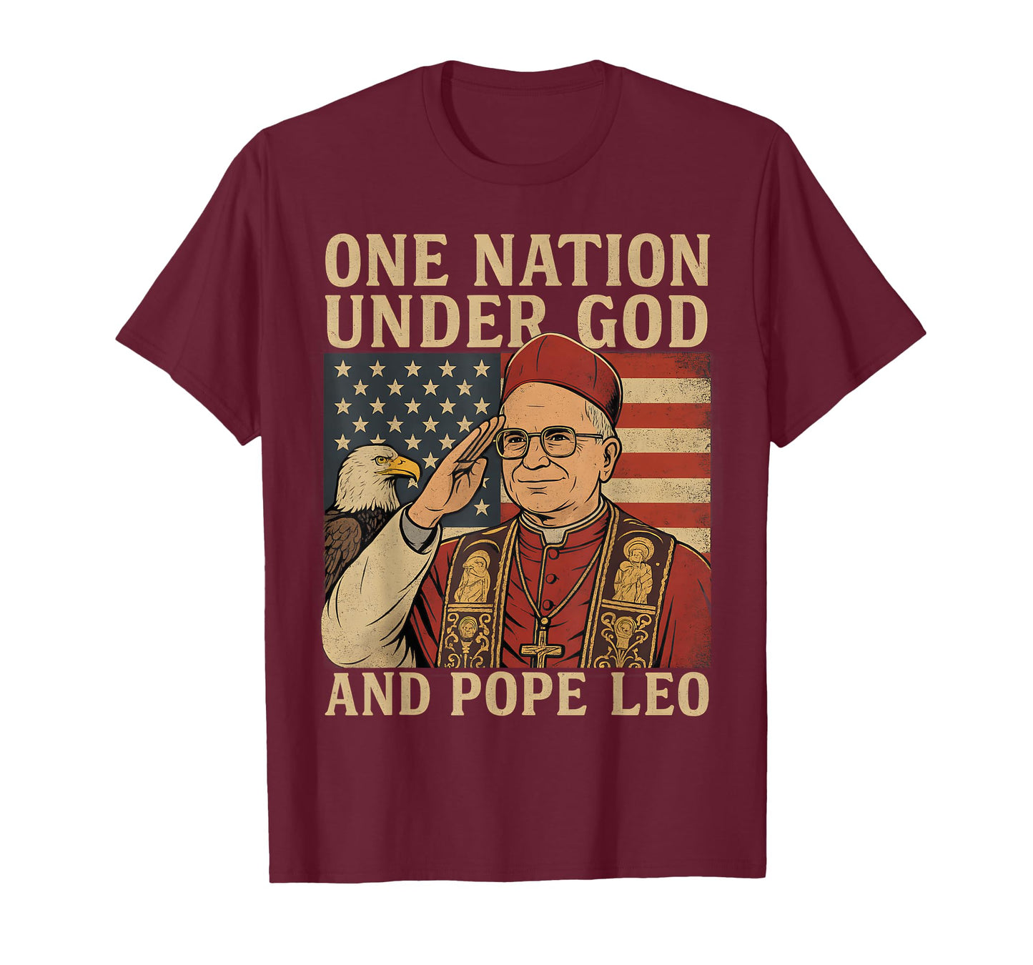 One Nation Under God And Pope Leo USA Patriotic July 4th T-Shirt