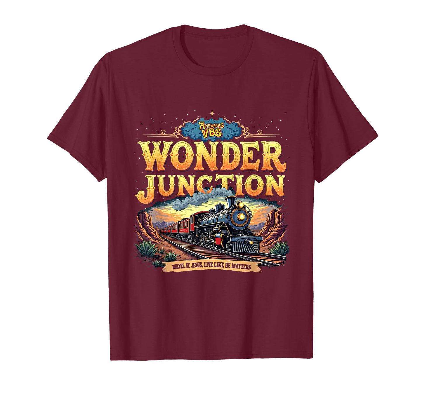 Vintage Wonder Junction VBS Train Theme Christian Design T-Shirt