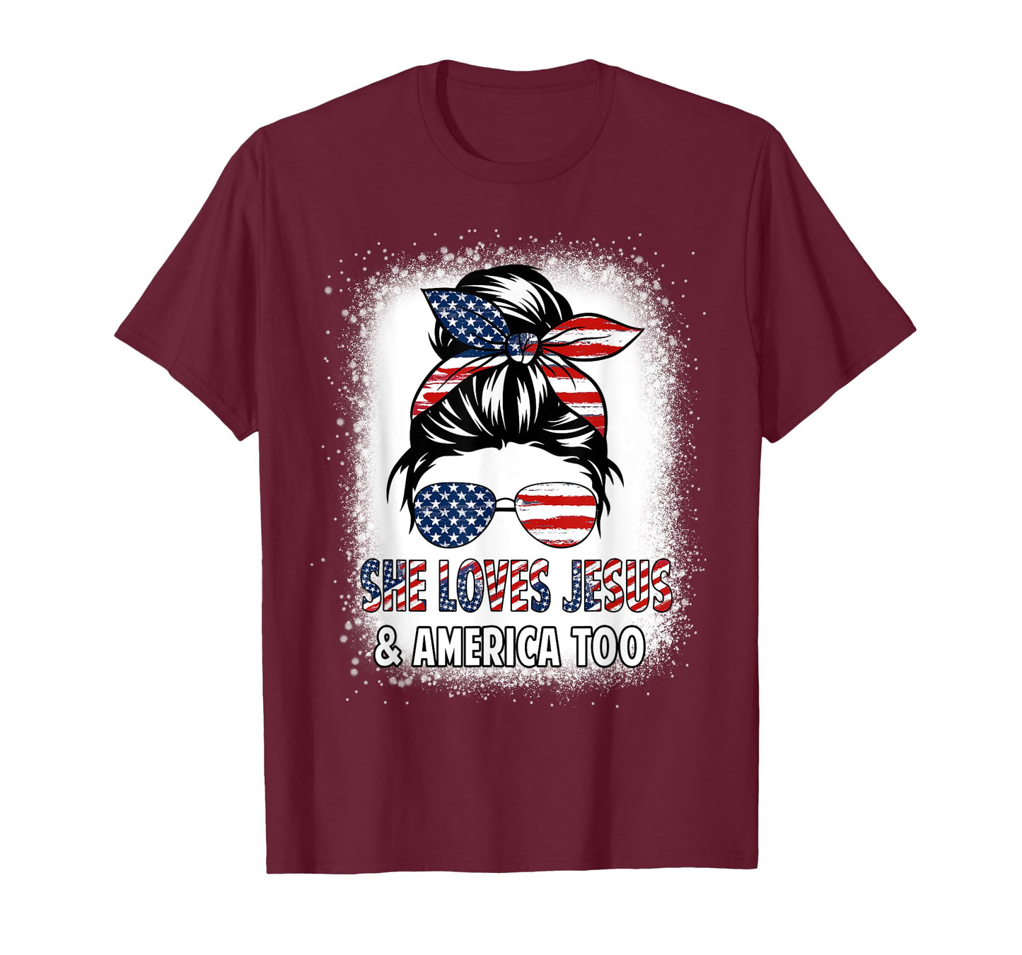 American Flag She Loves Jesus & America Too Christian Girl T-Shirt