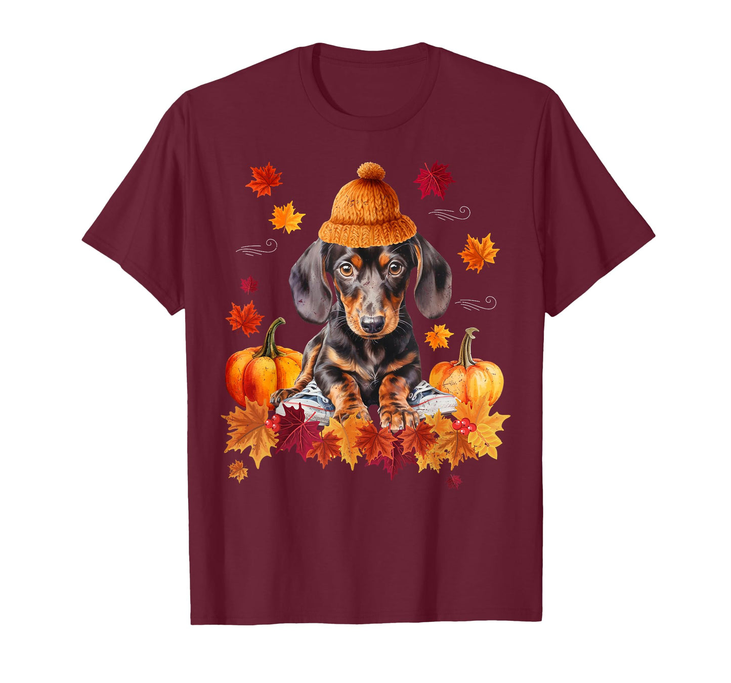 Dachshund Hello Autumn Leaf Fall For Dog Lover Men Women Girls Kids T-Shirt