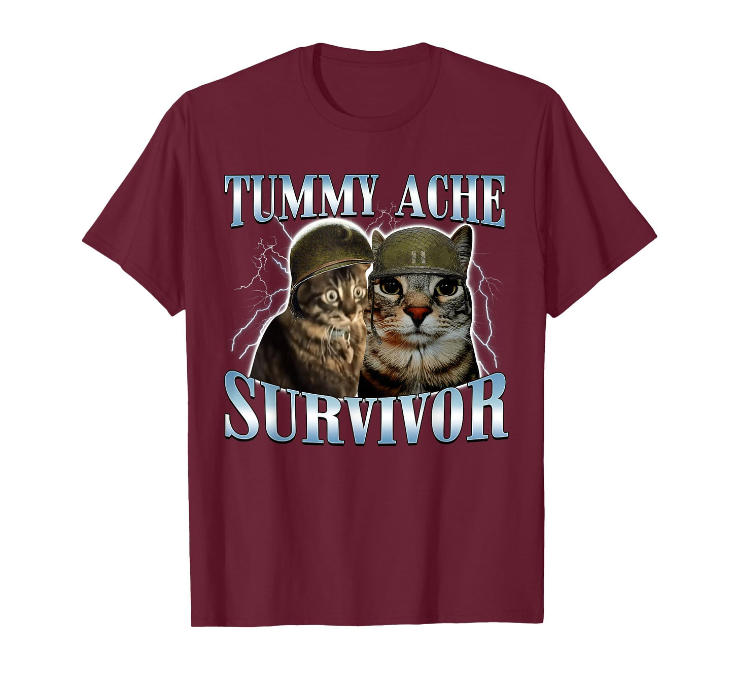 Tummy Ache Survivor Cat Meme Funny Saying Kitty Pet Animal T-Shirt