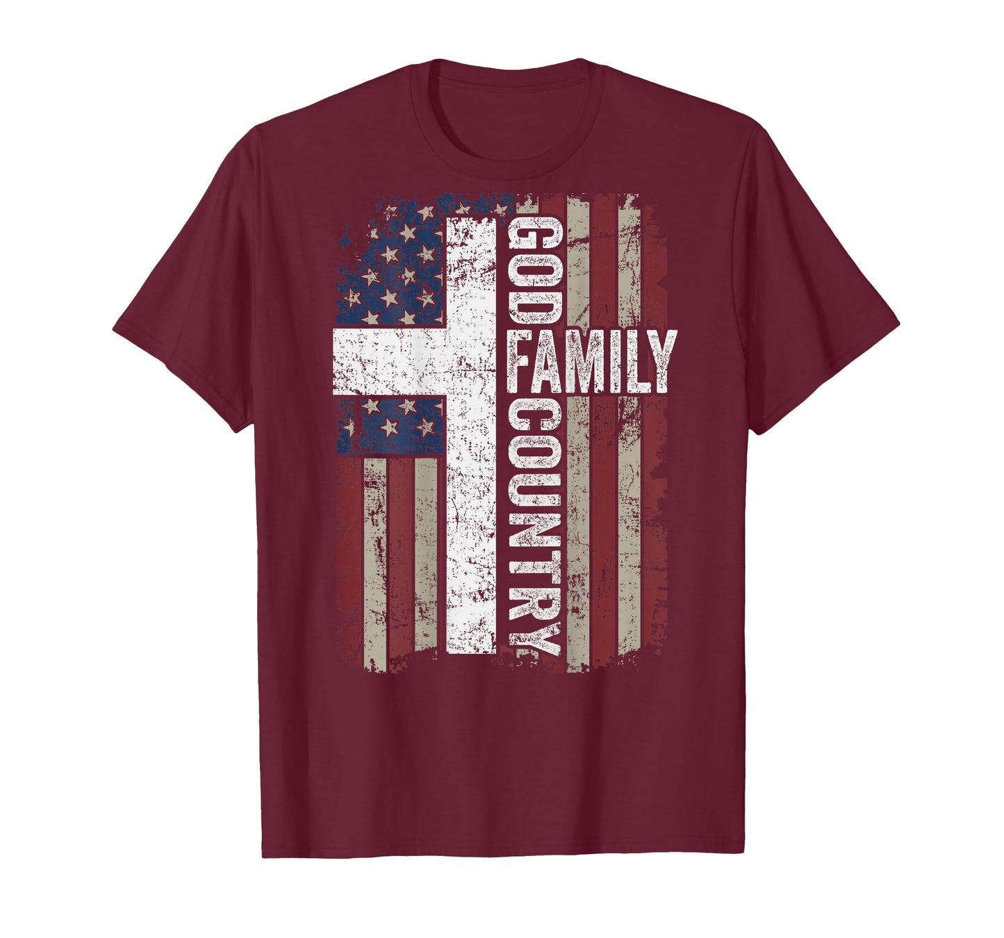 God Family Country - Patriotic Christian Cross USA (ON BACK) T-Shirt