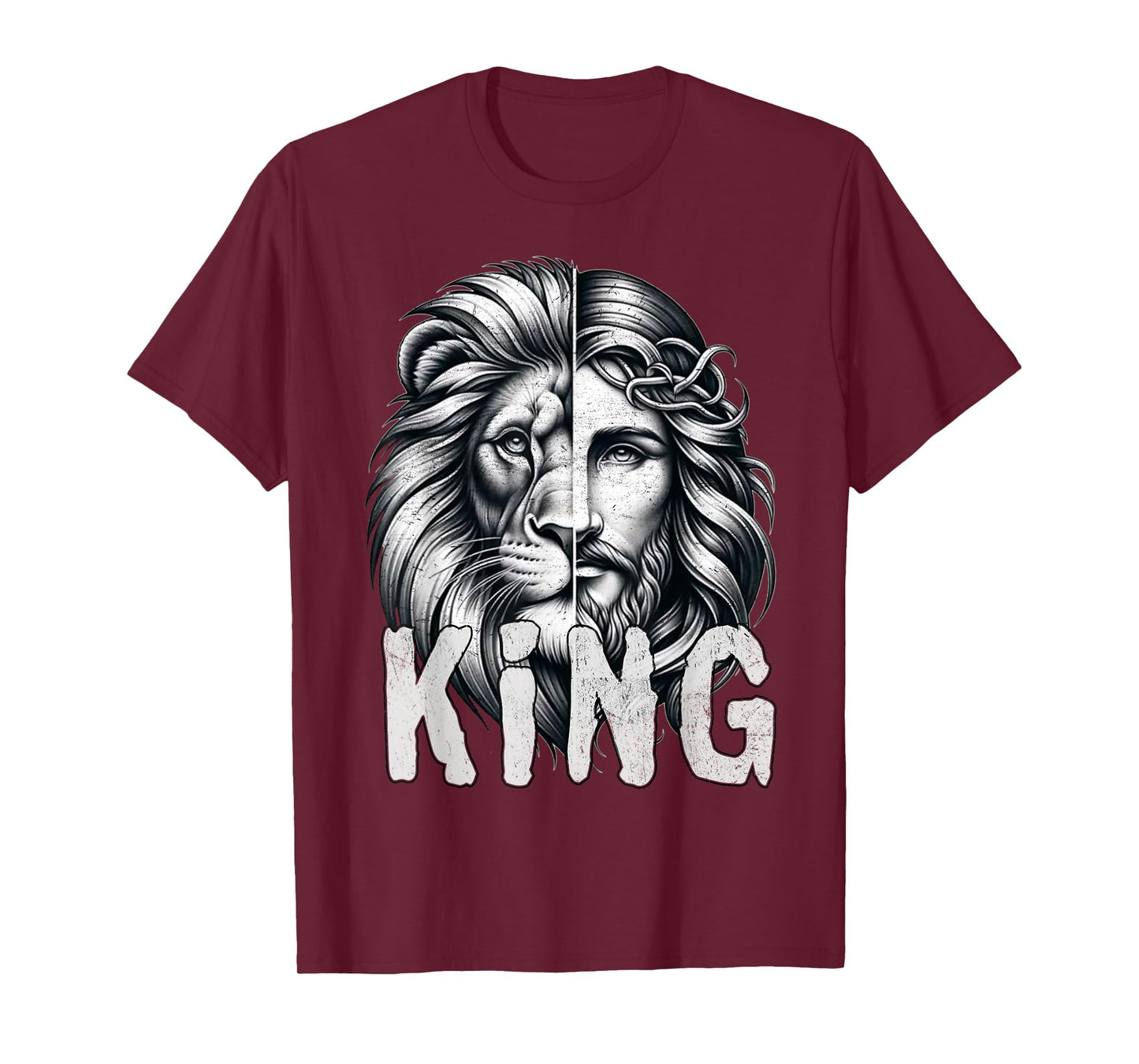 Lion and Jesus King Christian Faith Design T-Shirt