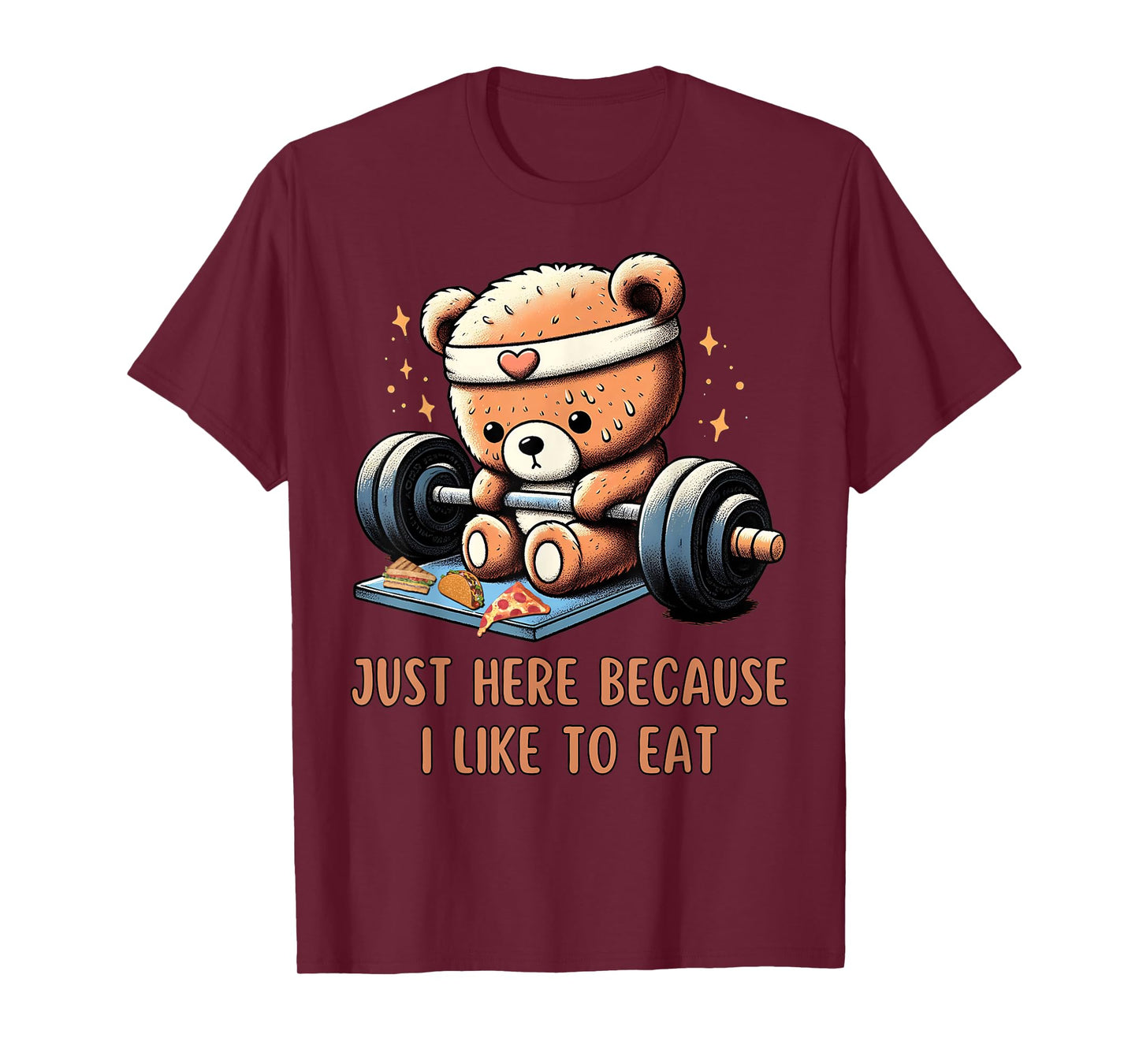Funny Animal Teddy Bear Lifting Weights Gym Foodie Quotes T-Shirt