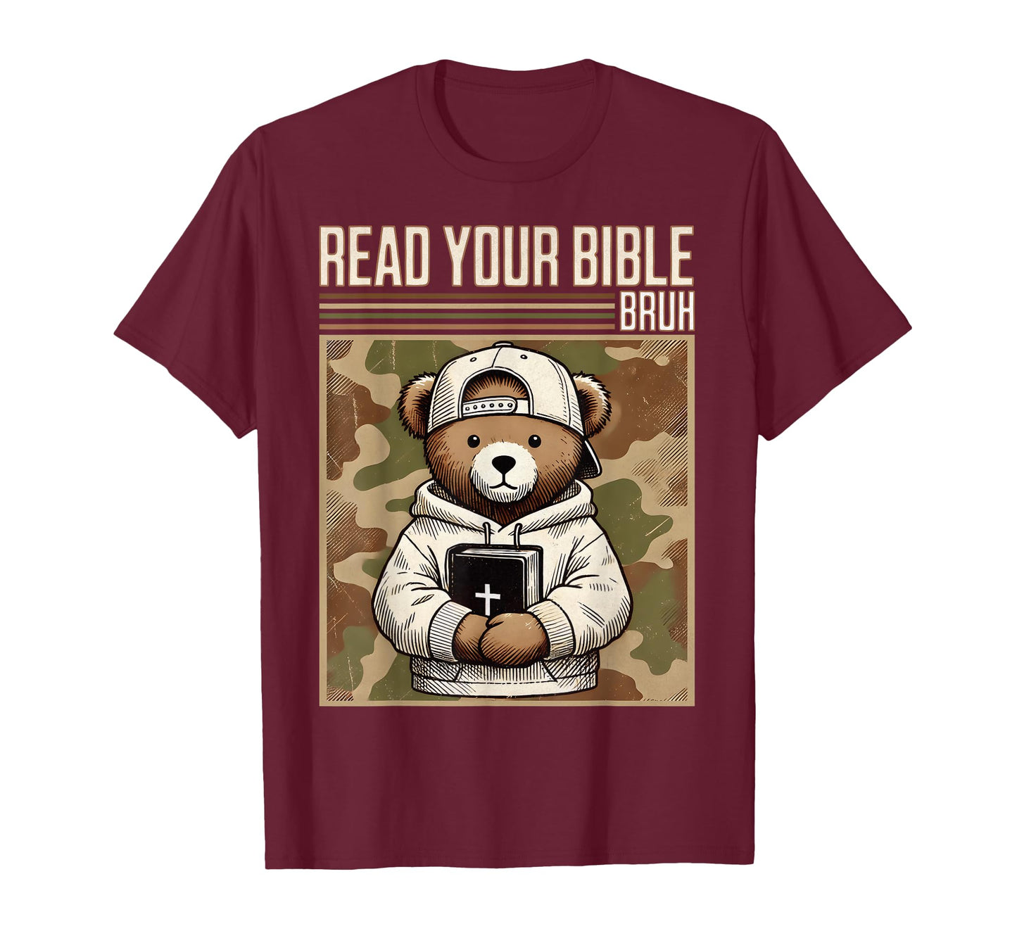 Read Your Bible Bruh Camo Hip Hop Teddy Bear Christian Men's T-Shirt