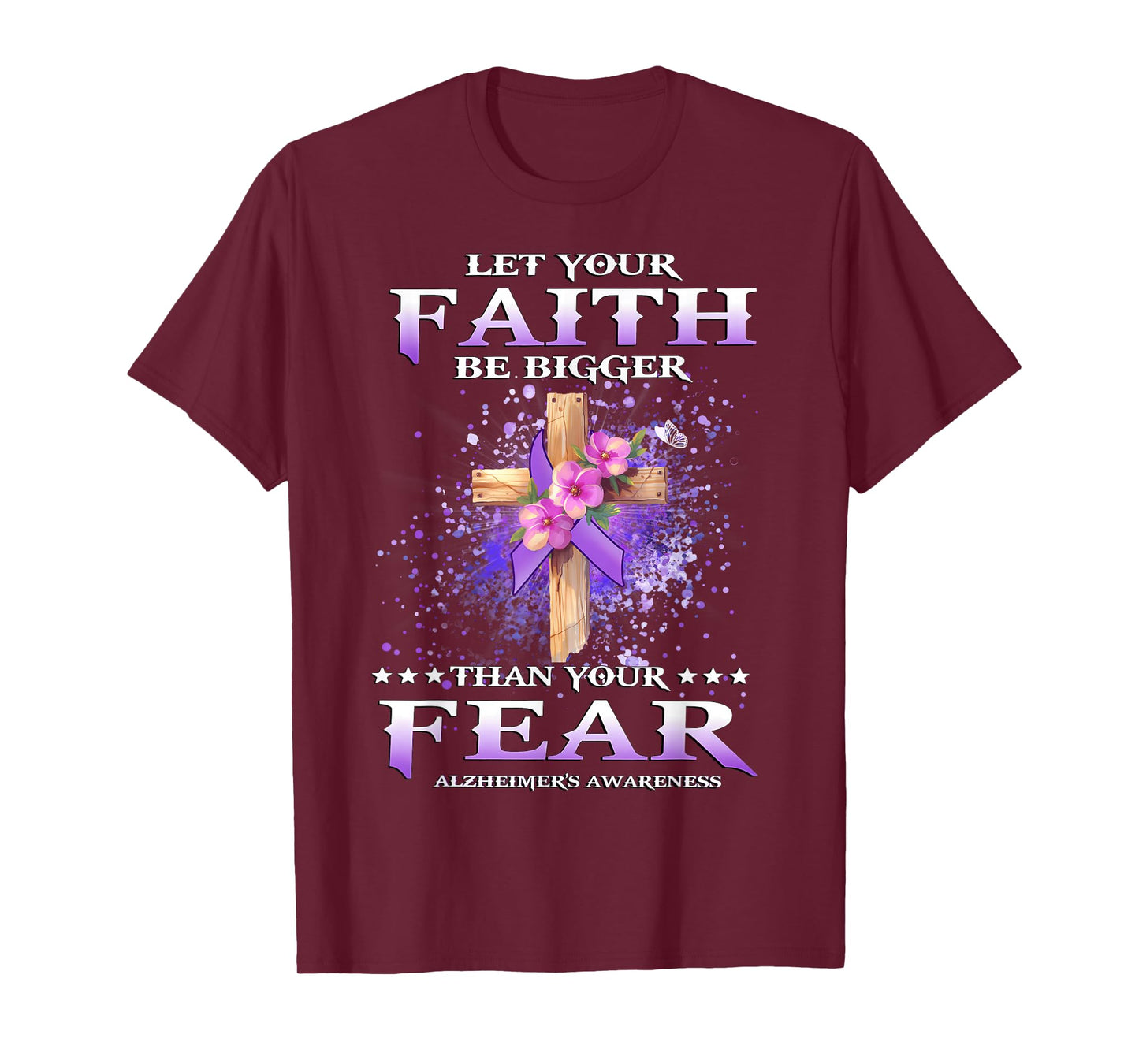 Faith Over Fear Alzheimer's Awareness Support Christian T-Shirt