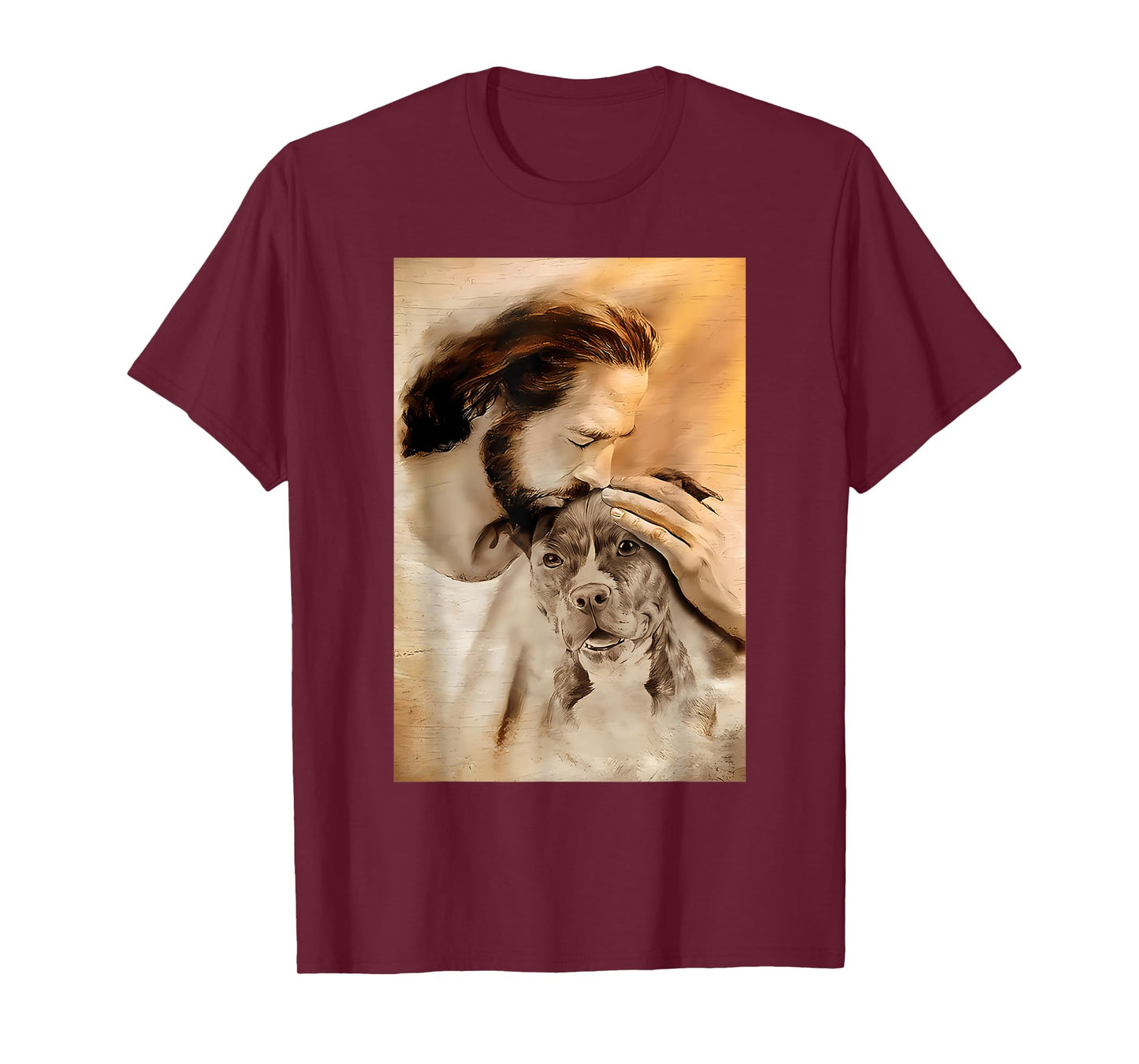 Funny Jesus With Lovely Pitbull For Pitbull Lover T-Shirt