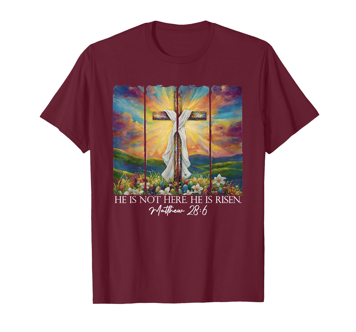 He Is Risen Christian Wildflower Happy Easter Women Girls T-Shirt