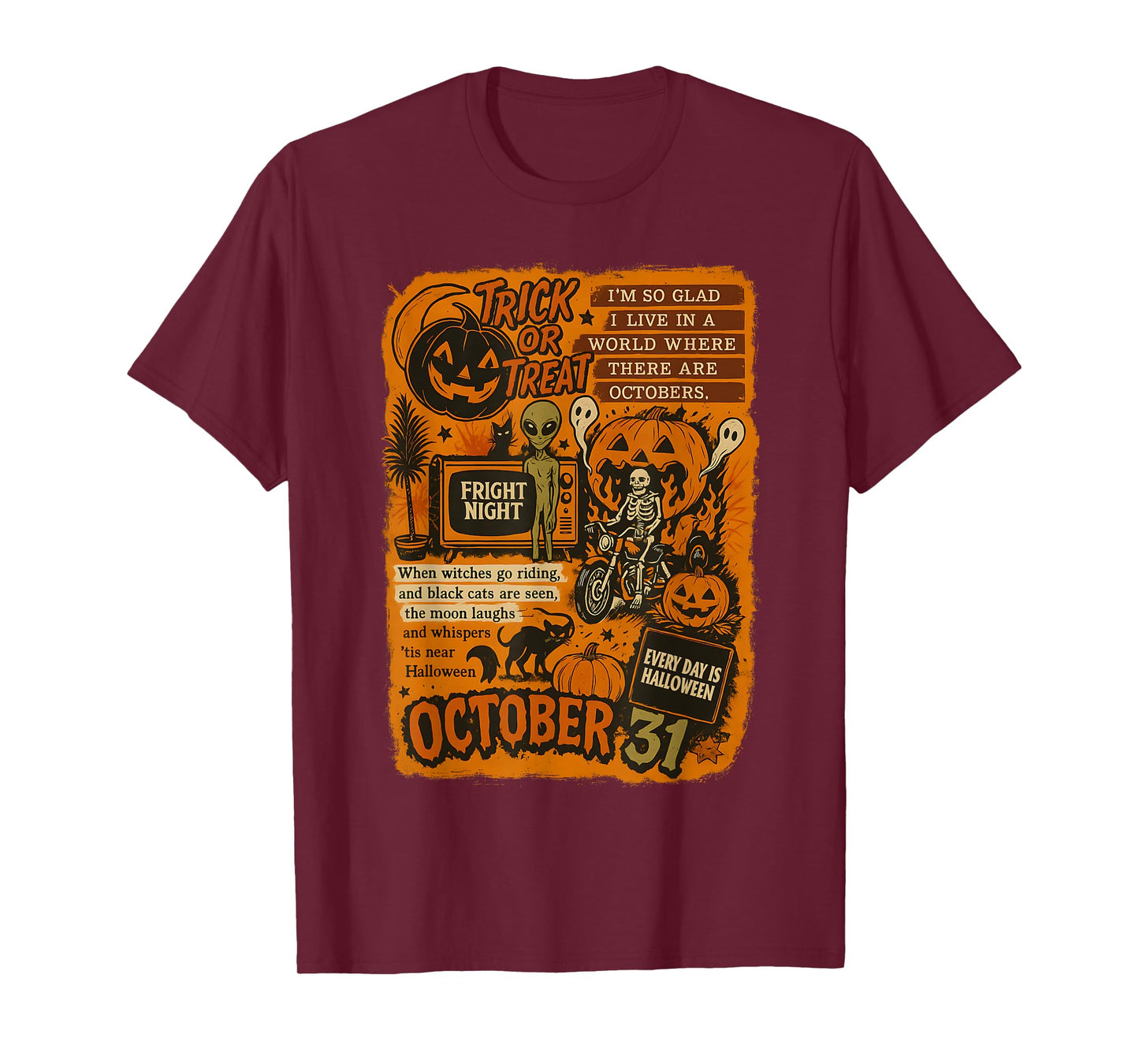 Vintage Halloween Art Quote Collage October 31 T-Shirt