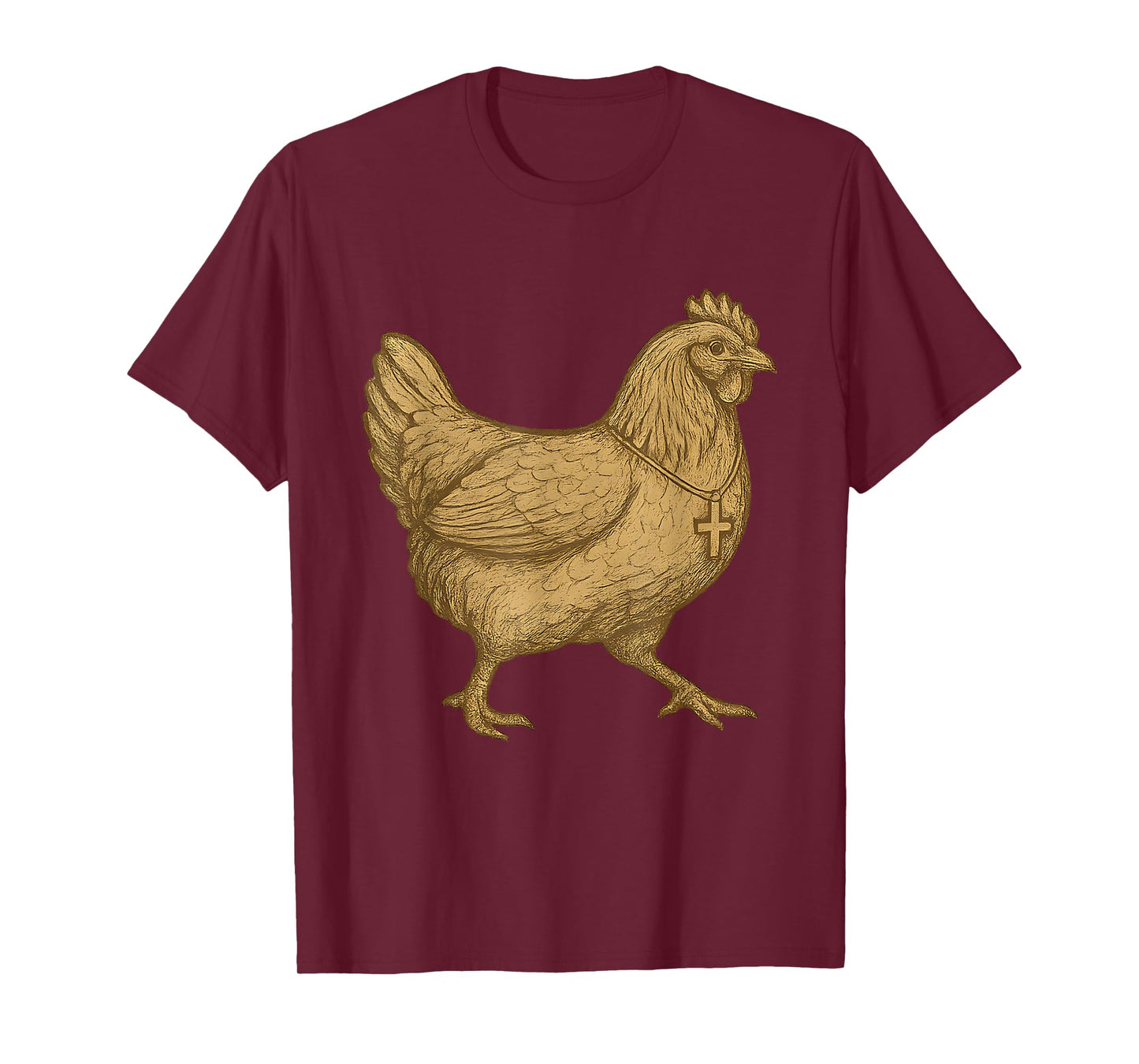 Vintage Christian Chicken Wearing Cross Farmer Faith Based T-Shirt