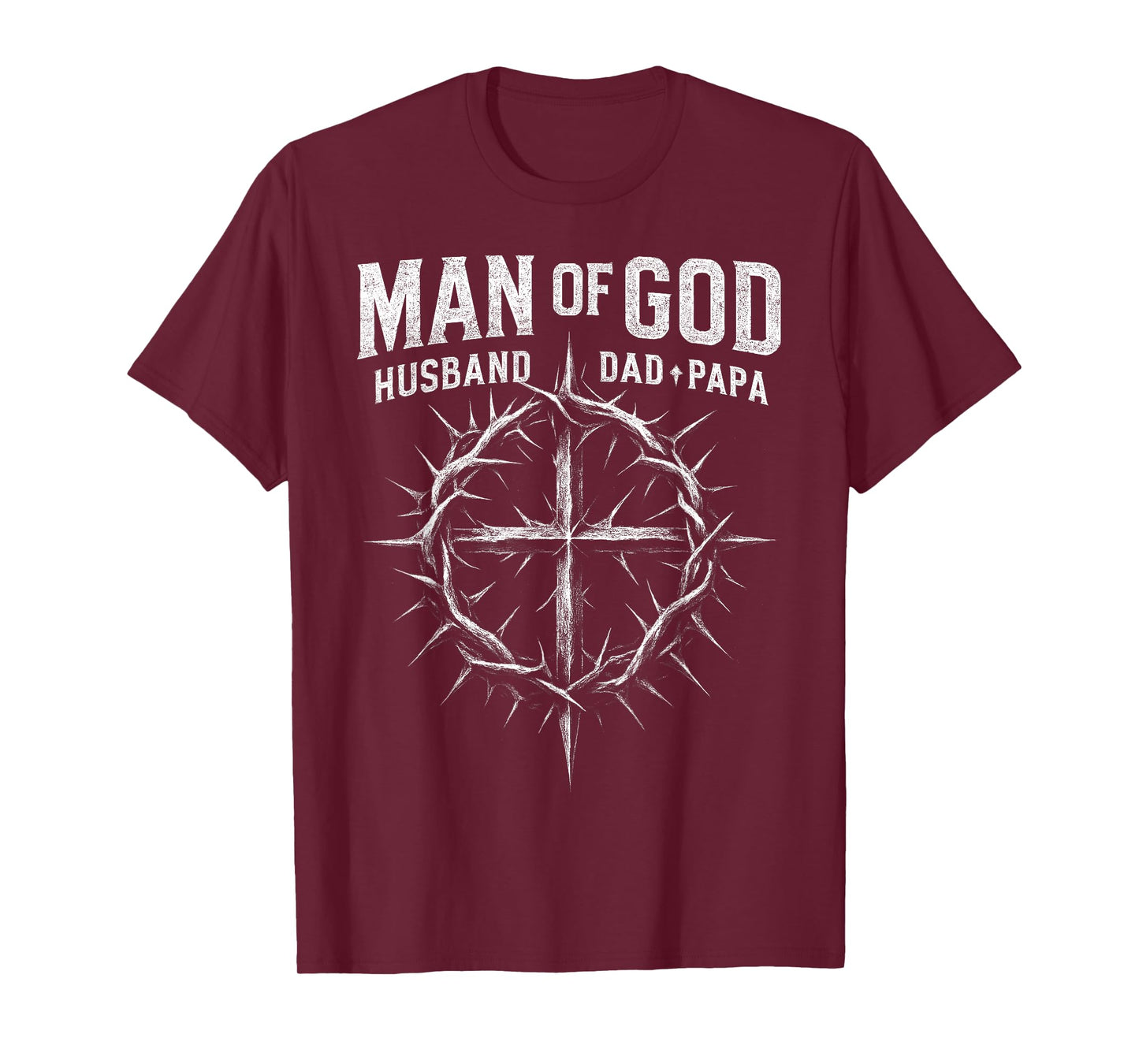 Man Of God Husband Dad Papa Cross Fathers Day Men Christian T-Shirt