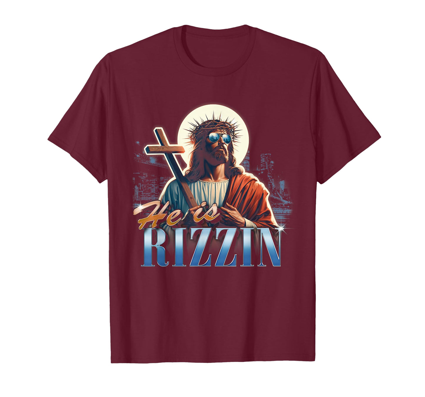 He Is Rizzin Funny Easter Jesus Meme Vintage Bootleg Rap 90s T-Shirt