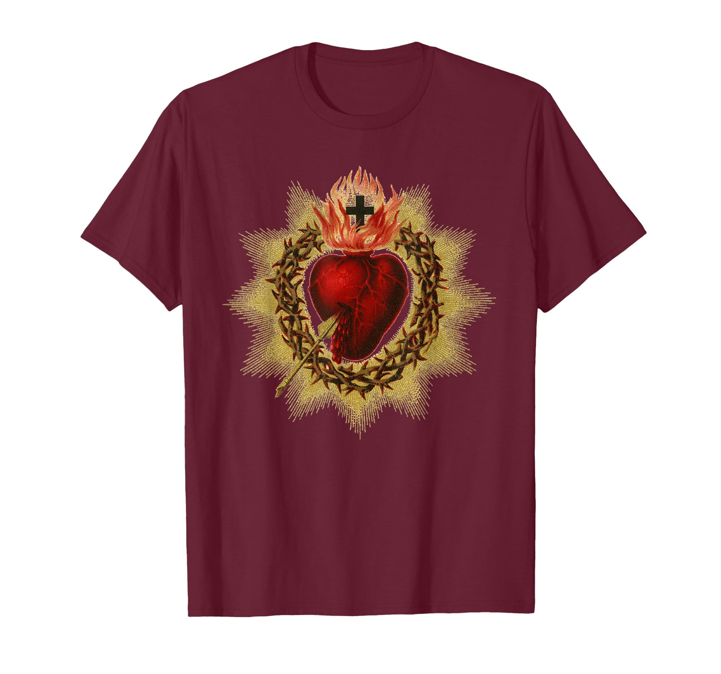 Sacred Heart in Crown of Thorns Catholic T-Shirt