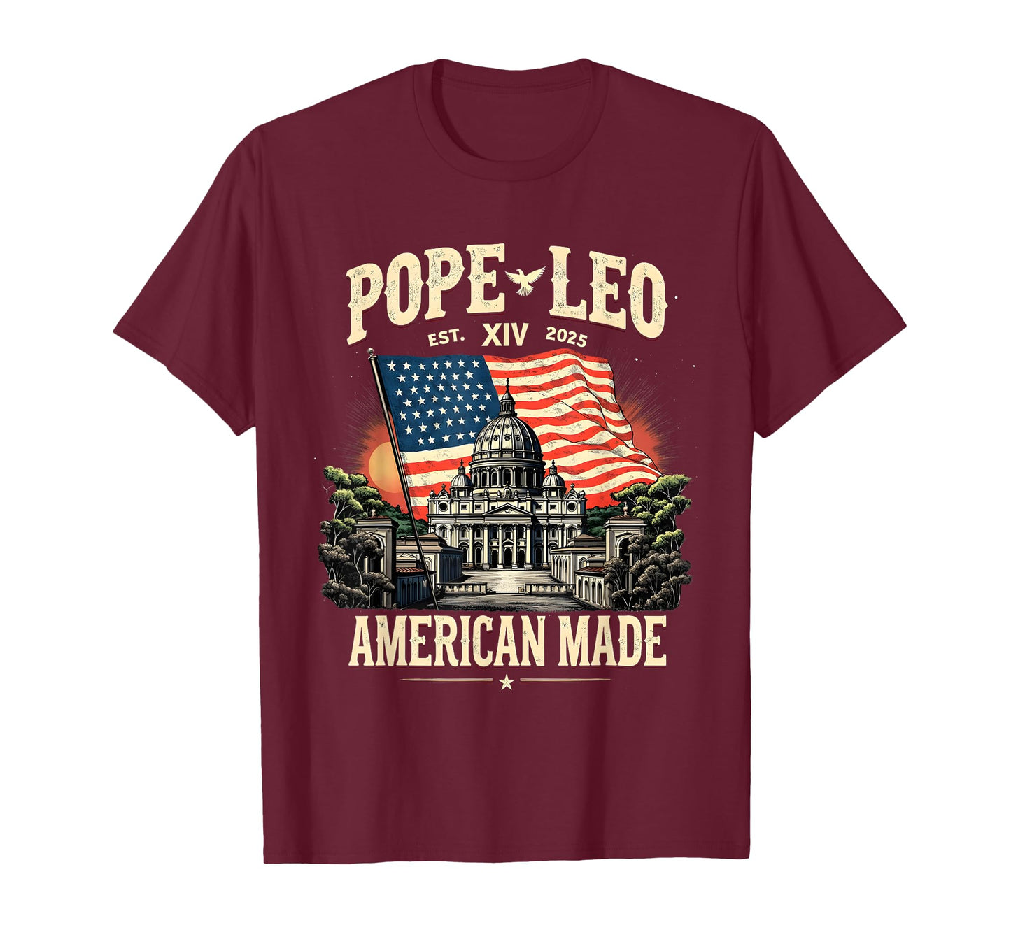 Pope Leo XIV 2025 USA Flag Dome Patriotic Heritage T-Shirt