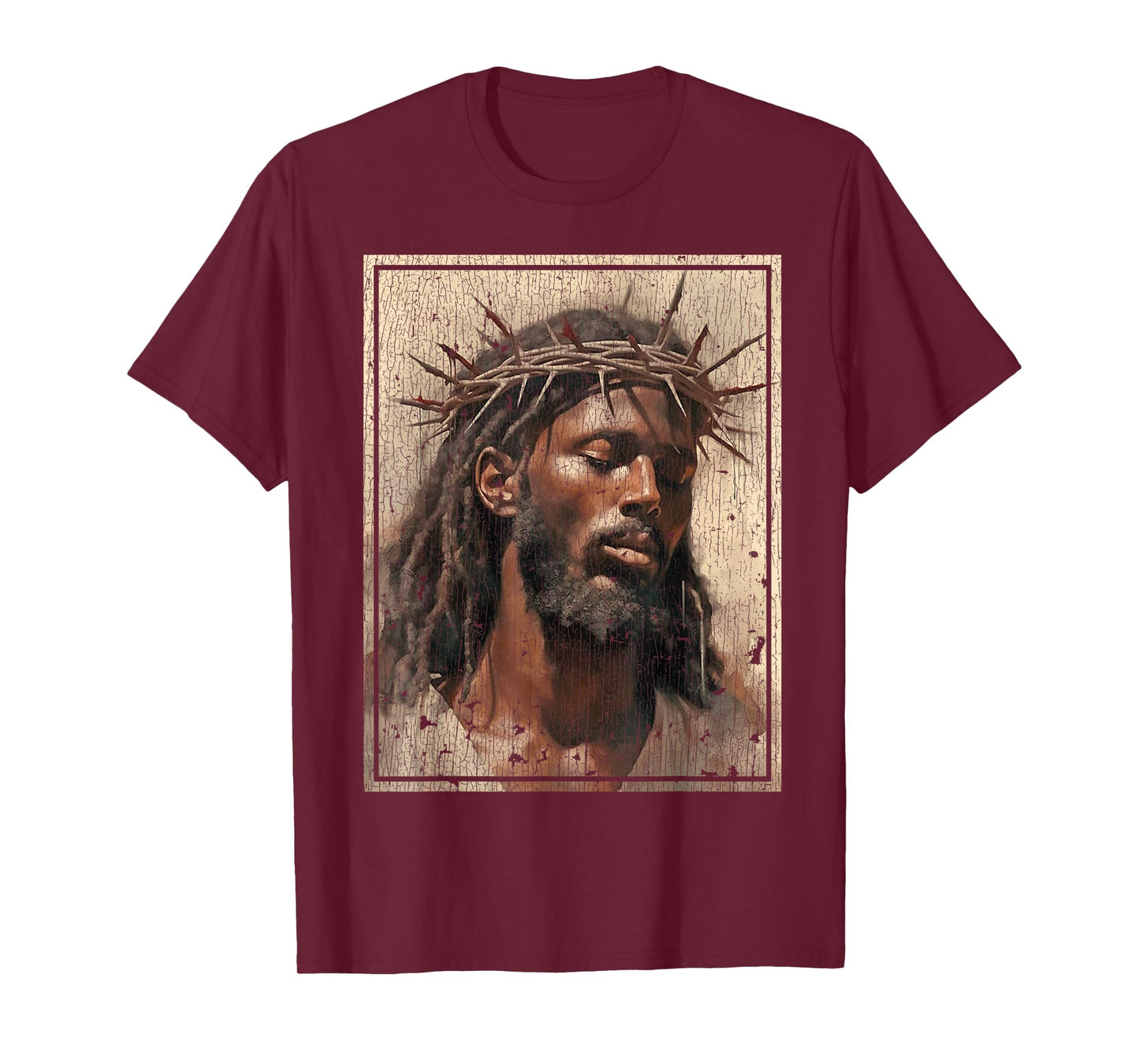 Black Jesus Shirt Face Of Jesus Cross With Crown Of Thorns T-Shirt