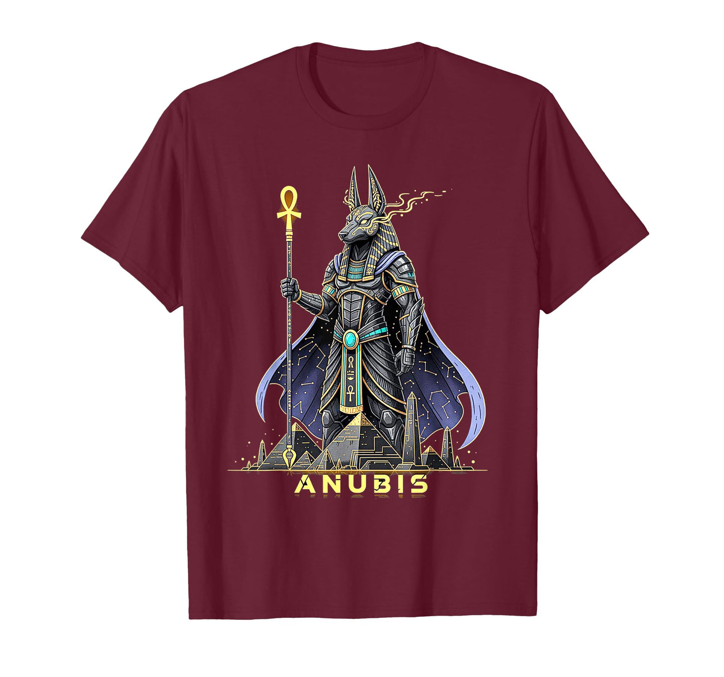 Anubis God King Pharaoh of Egypt Graphic Design Illustration T-Shirt