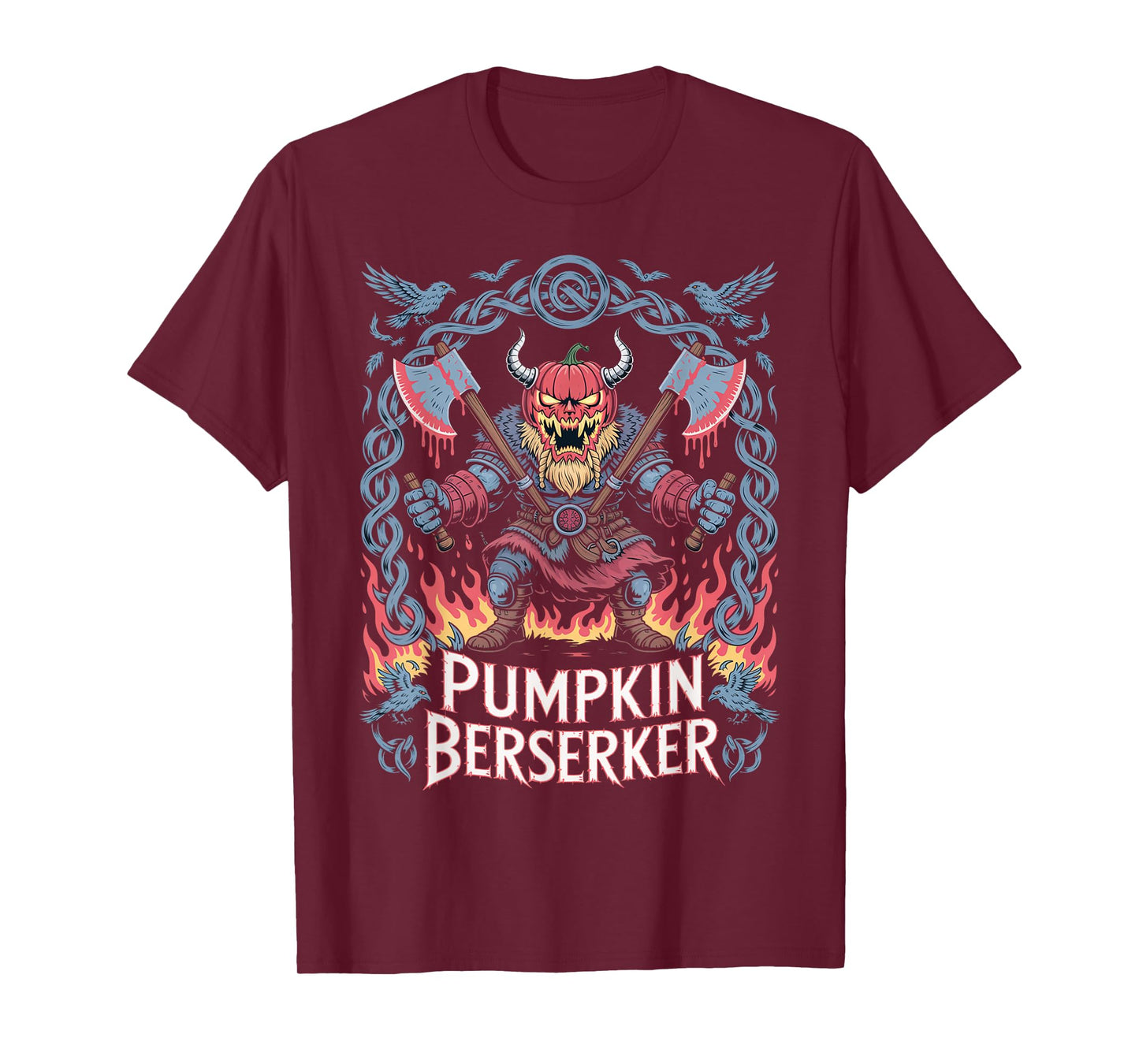 Norse Halloween Pumpkin Berserker Viking T-Shirt