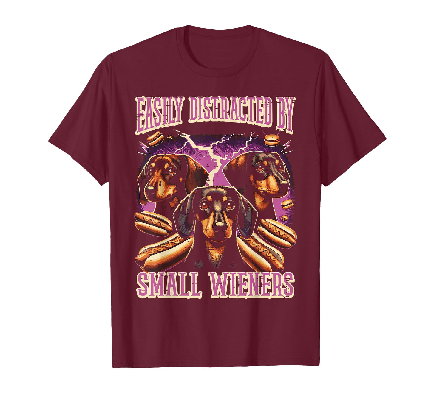 Inappropriate Easily Distracted by Small Dachshund Funny T-Shirt