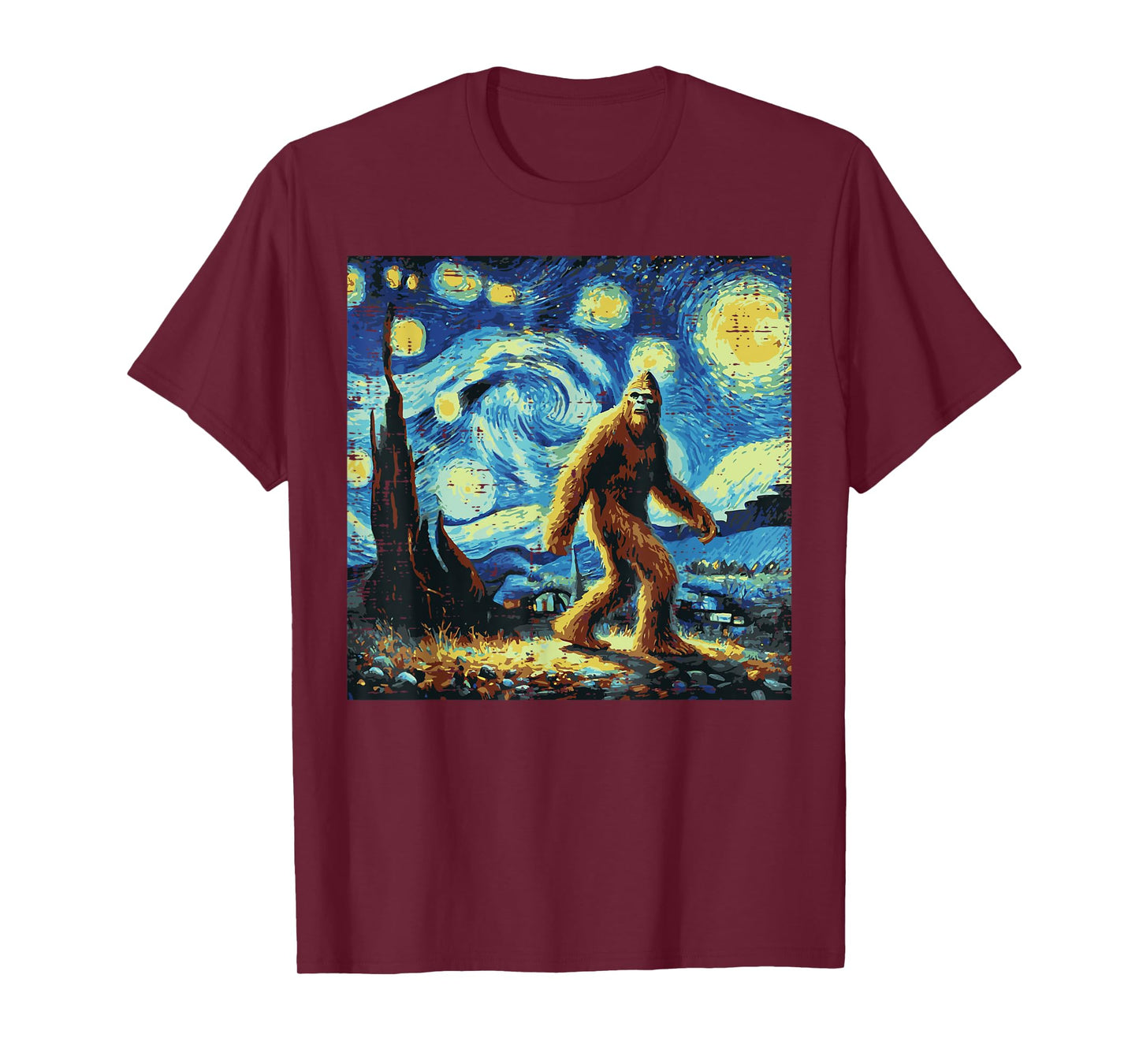 Bigfoot Sasquatch Starry Night Funny Meme Men Women Kids T-Shirt