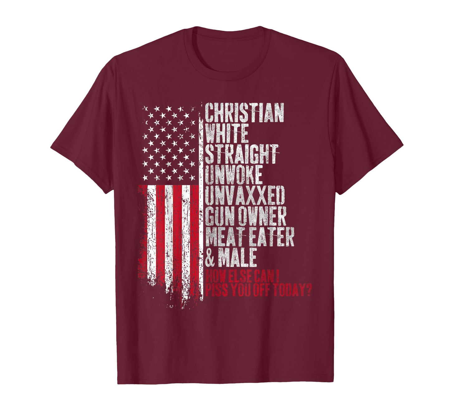 Christian White Straight Unwoke Unvaxxed Gun Owner T-Shirt