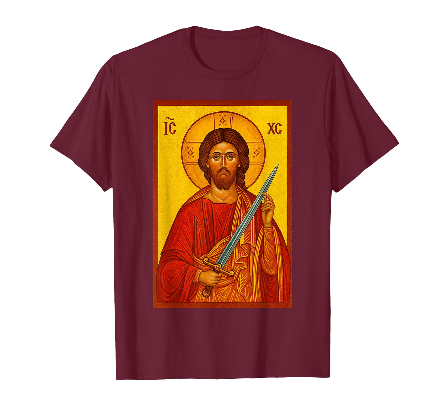 Jesus With A Sword - Christian Orthodox Icon T-Shirt
