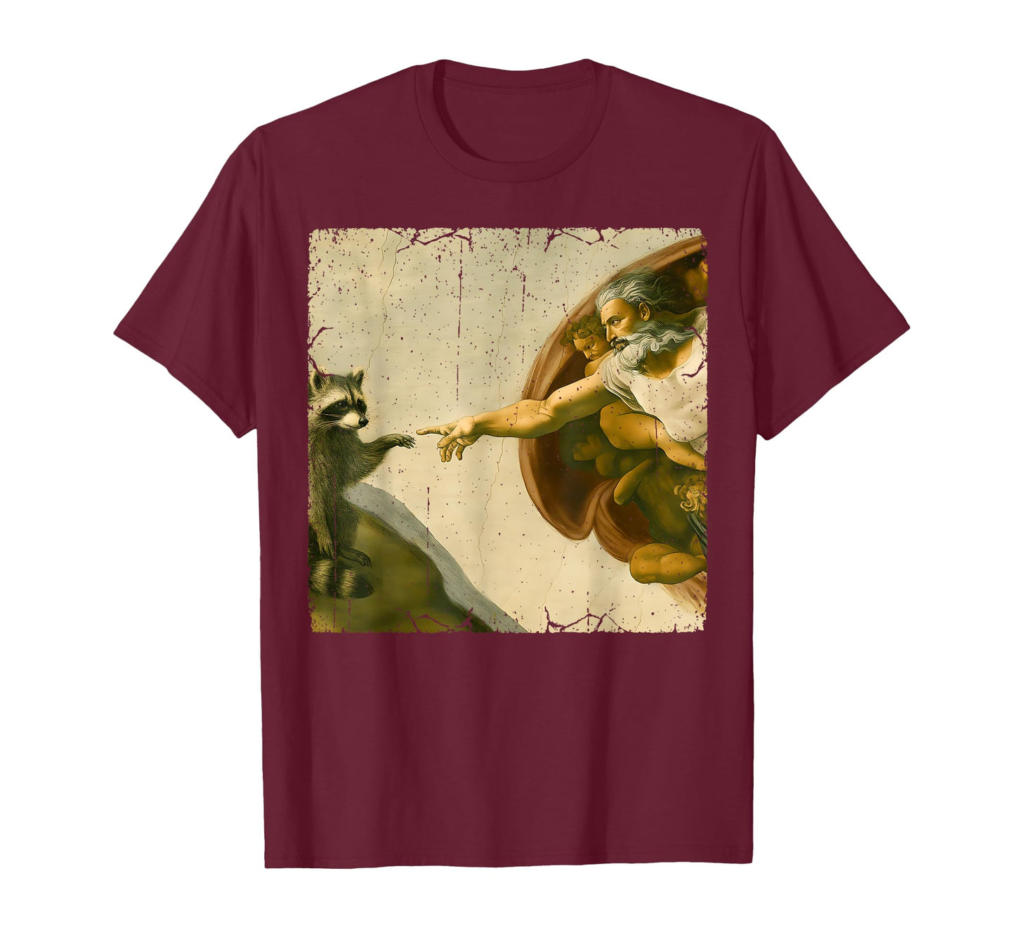 Raccoon God Creation of Adam Meme Funny Memes T-Shirt