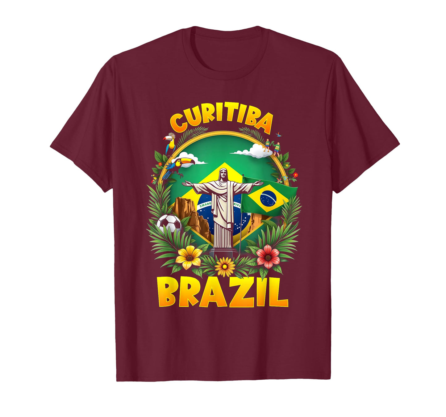 Curitiba Brazil Christ The Redeemer Brazilian Flag T-Shirt