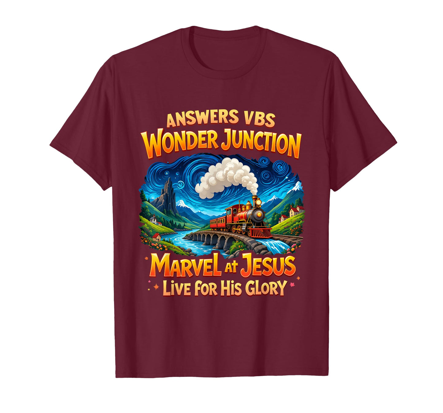 Christian Camp VBS 2025 Wonder His Glory Junction Train T-Shirt