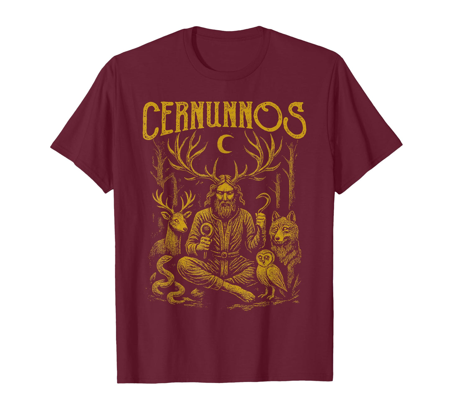 Cernunnos Horned God Forest Animals Pagan Nature Deity T-Shirt