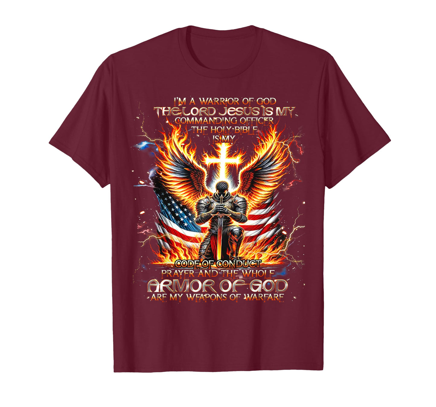 I'm A Warrior Of God The Lord Jesus Is My Commanding- Knight T-Shirt