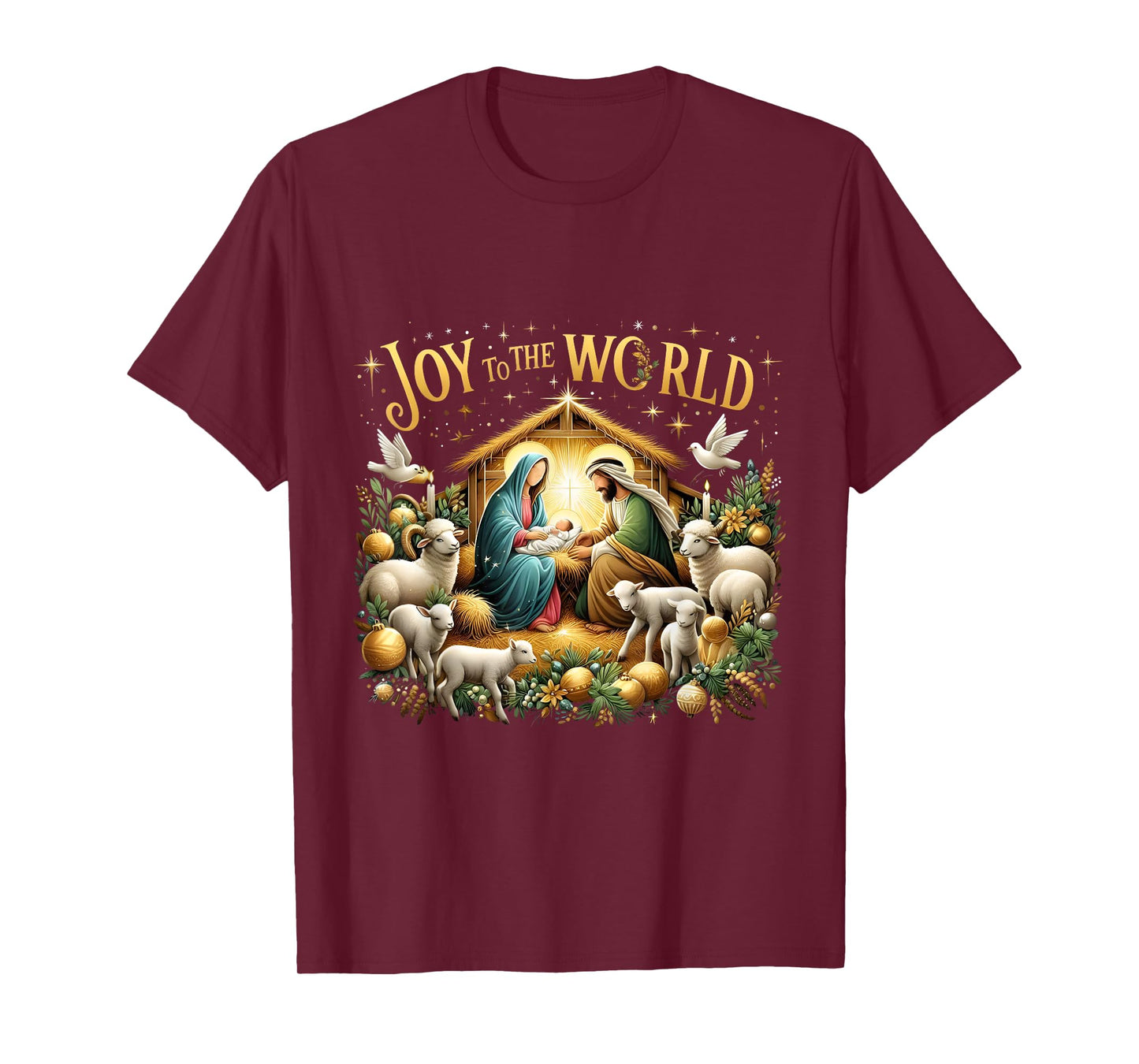 Christmas Nativity Christian Birth Of Jesus Joy To The World T-Shirt