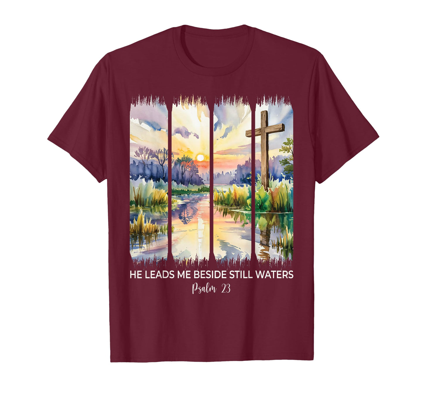 Cute Psalm 23 He Leads Me Beside Still Waters Christian Girl T-Shirt