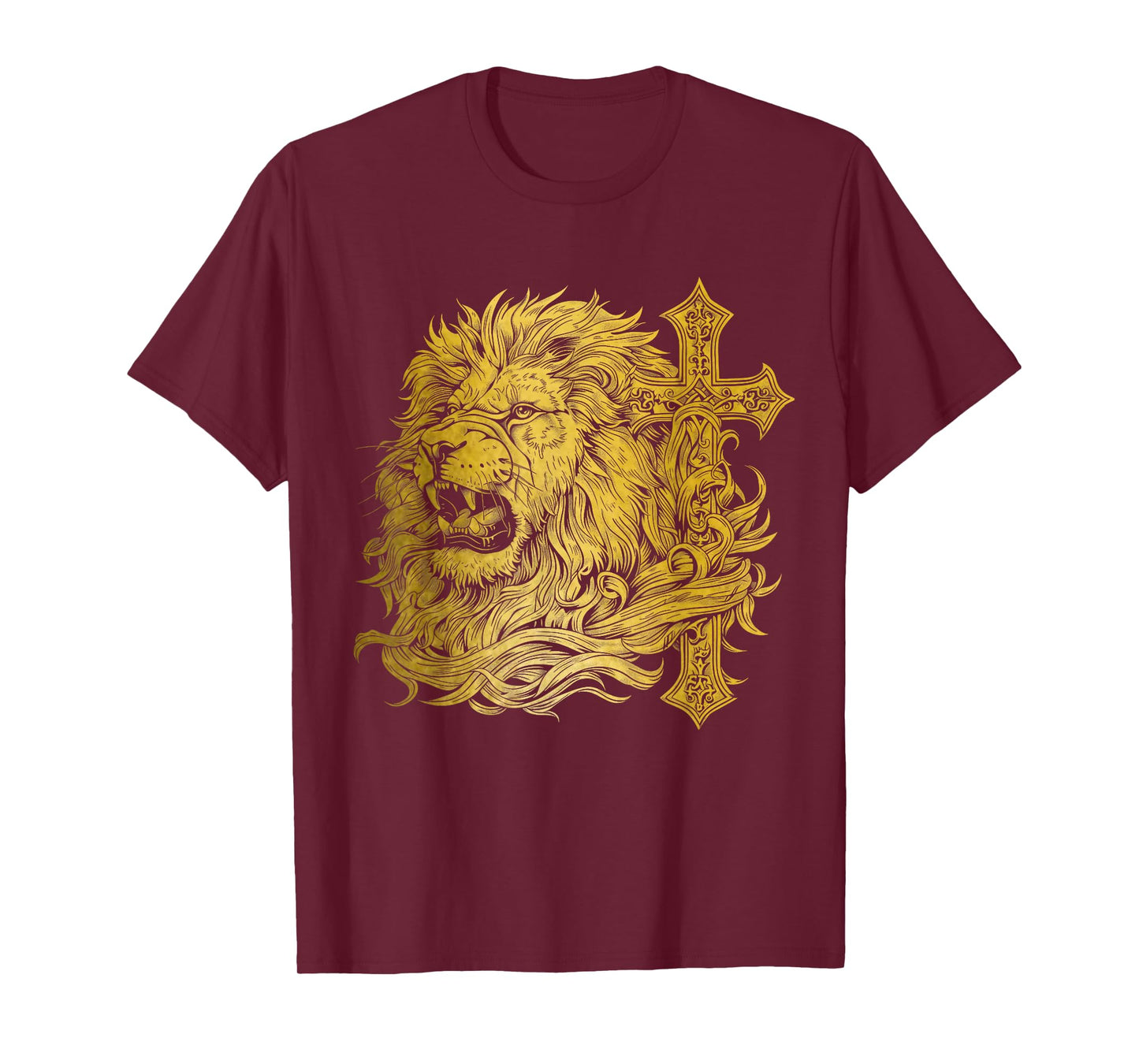 Christian Lion of Judah Cross Jesus Religious Faith T-Shirt