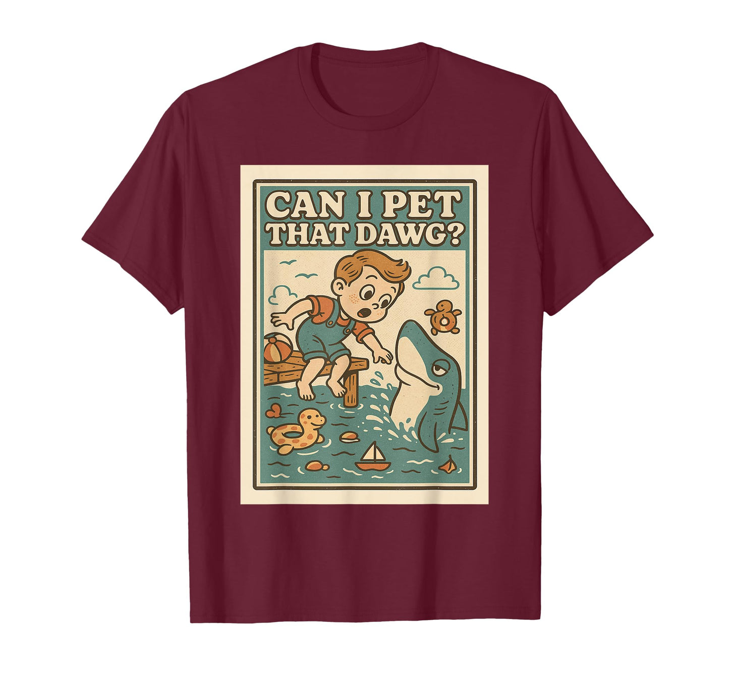 Can I Pet That Dawg Funny Shark Adult Humor Meme T-Shirt
