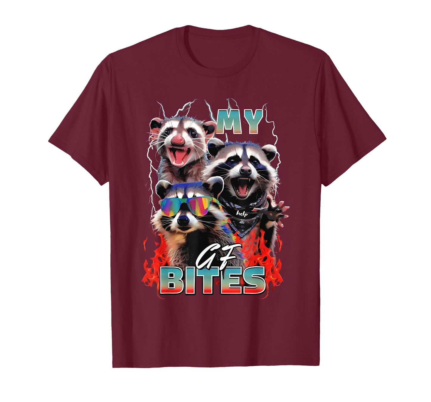 My Gf Bites Raccoon Funny My Girlfriend Bites T-Shirt