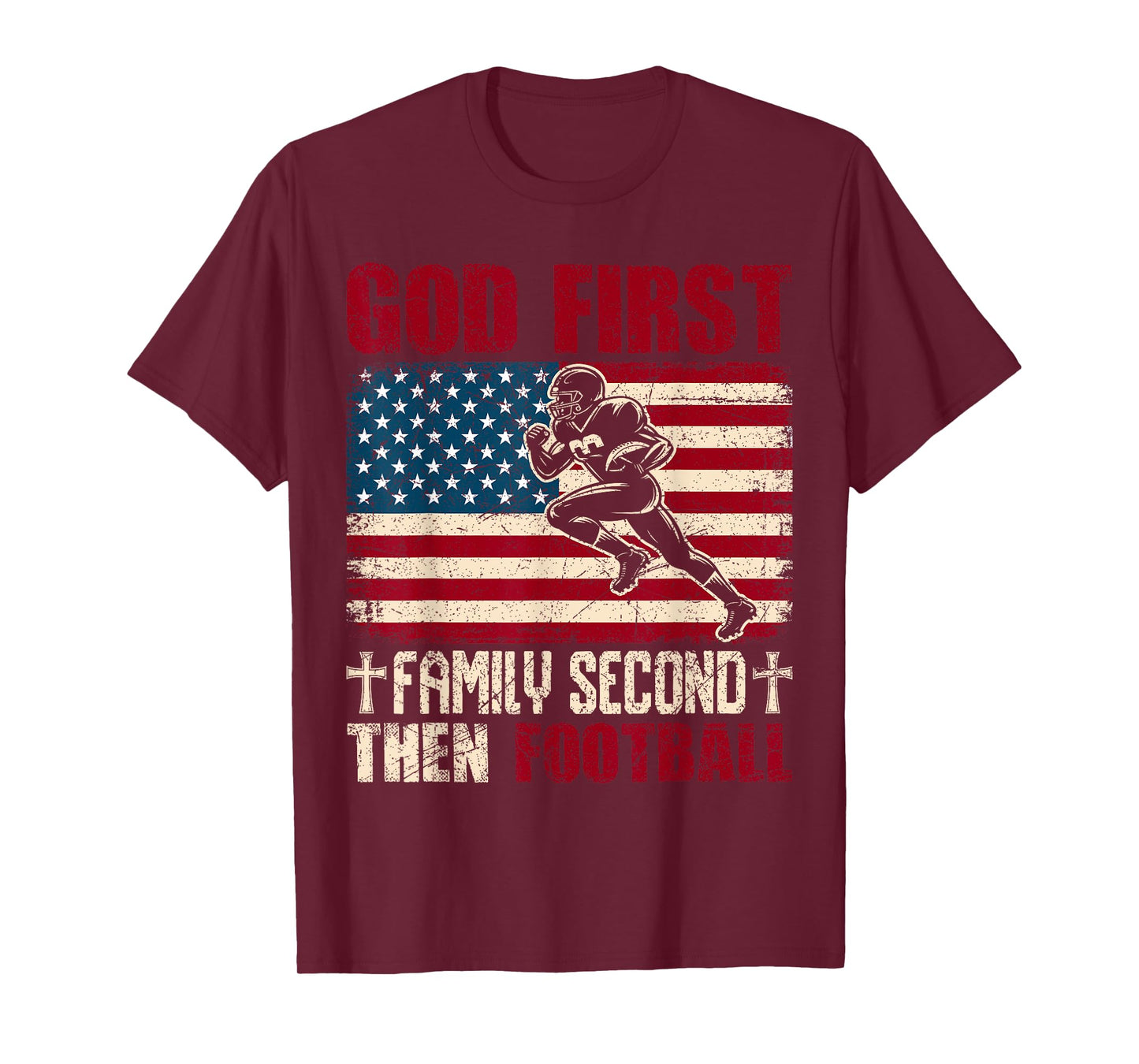 God First Family Second Then Football Christian Sports Fan T-Shirt