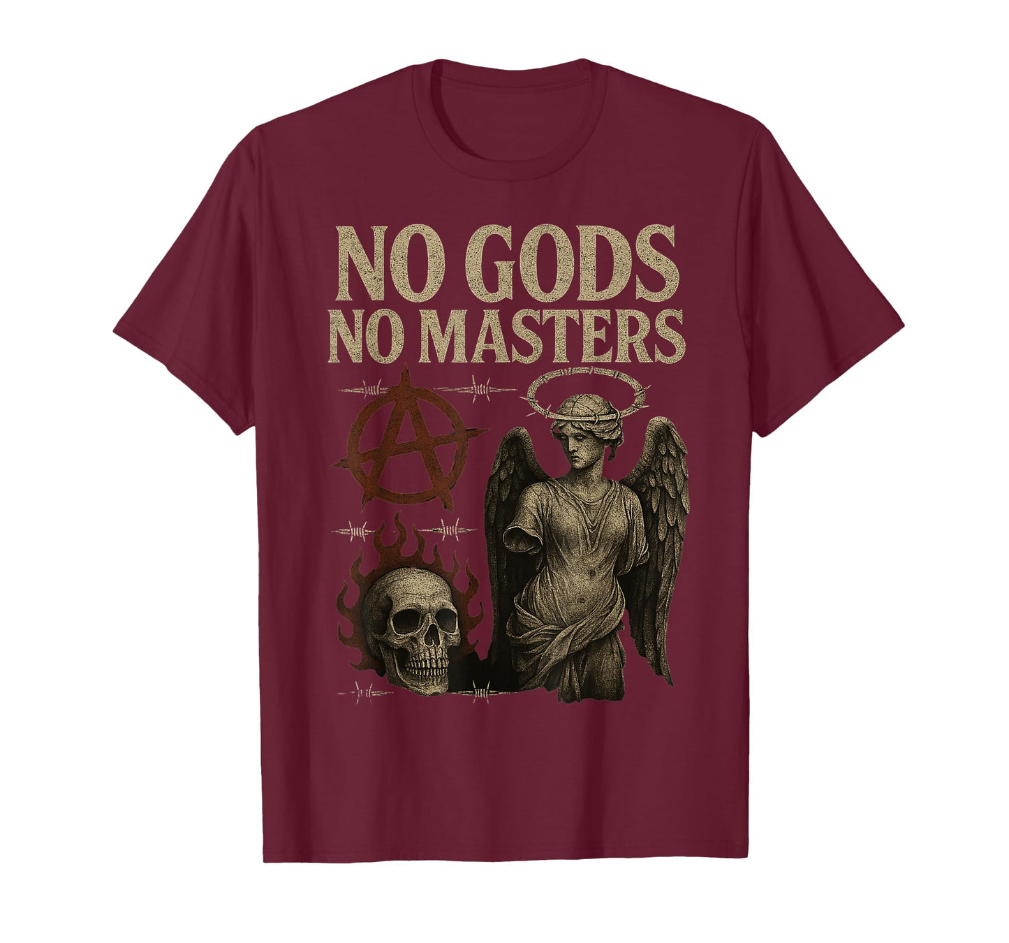 No Gods No Masters Bold Rebel Punk Gothic T-Shirt