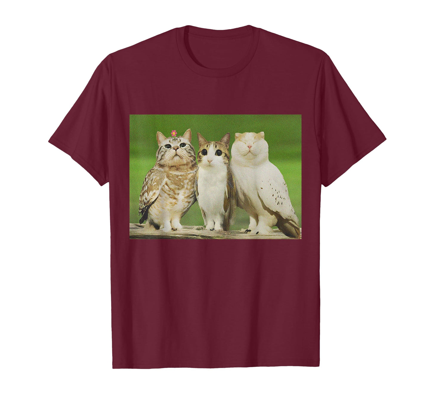 Meowl Trio Cat Owl Funny Cursed Internet Trendy Meme T-Shirt