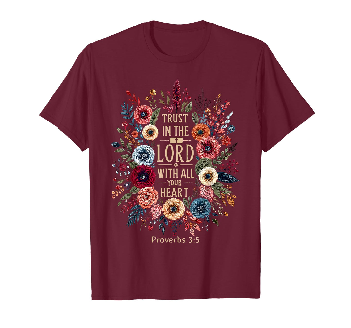 Trust in The Lord Religious Retro Floral Christian Faith T-Shirt