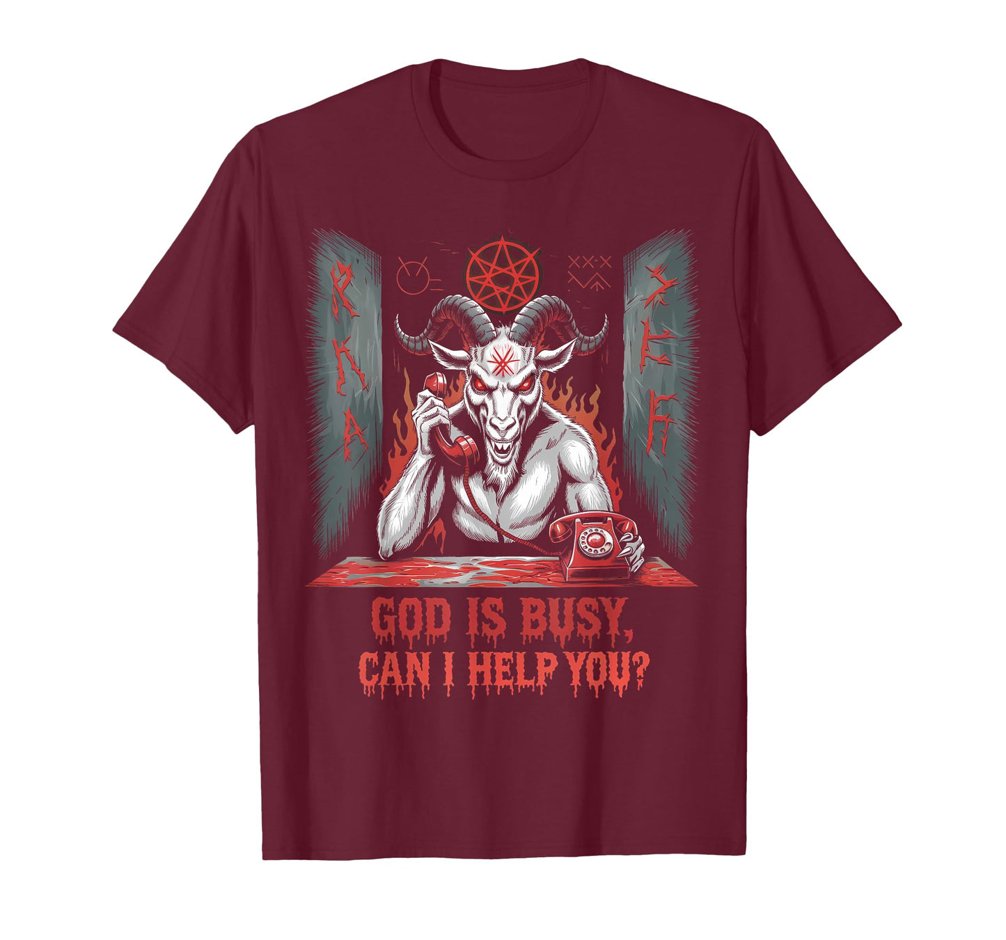 Satanic Goat Office Demon Occult Funny Sarcastic T-Shirt