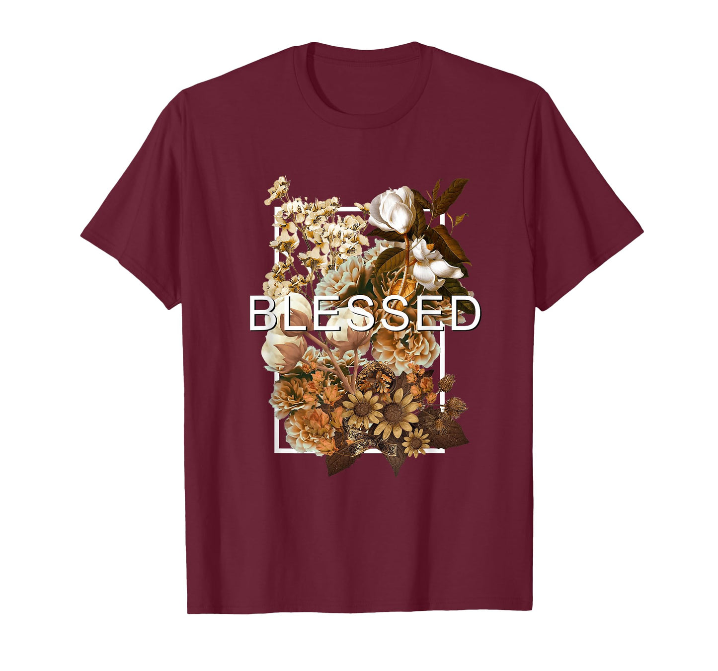 Brown Blessed & Blooming Brown Color Graphic T-Shirt