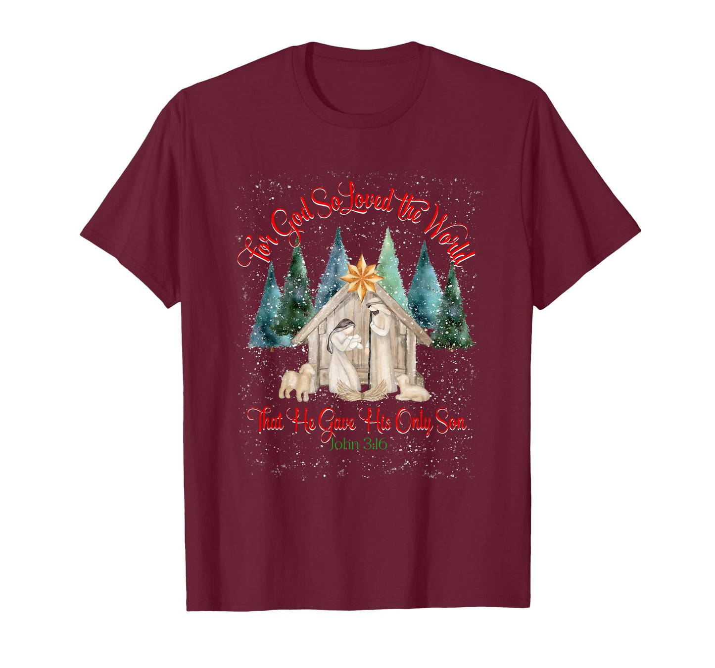 For God So Loved The World John 3:16 Christmas Nativity T-Shirt
