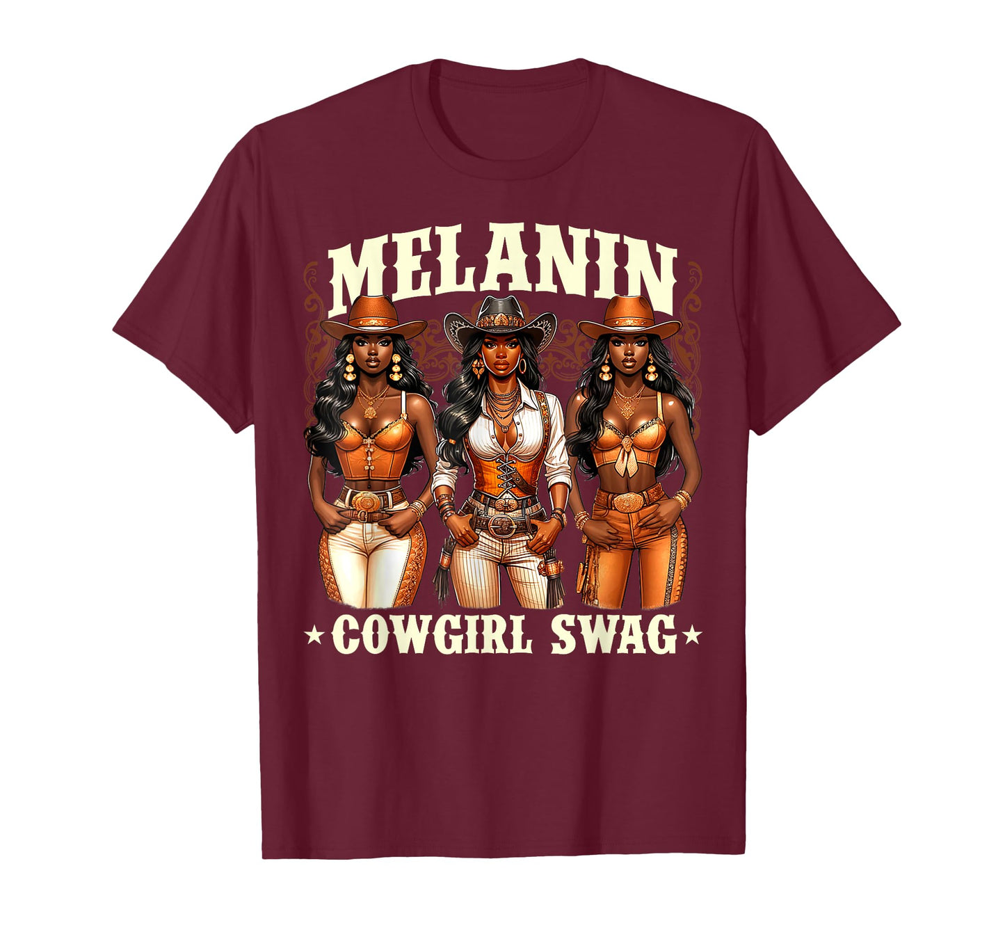 Melanin Cowgirls African Melanin Cowgirl Swag Black History T-Shirt
