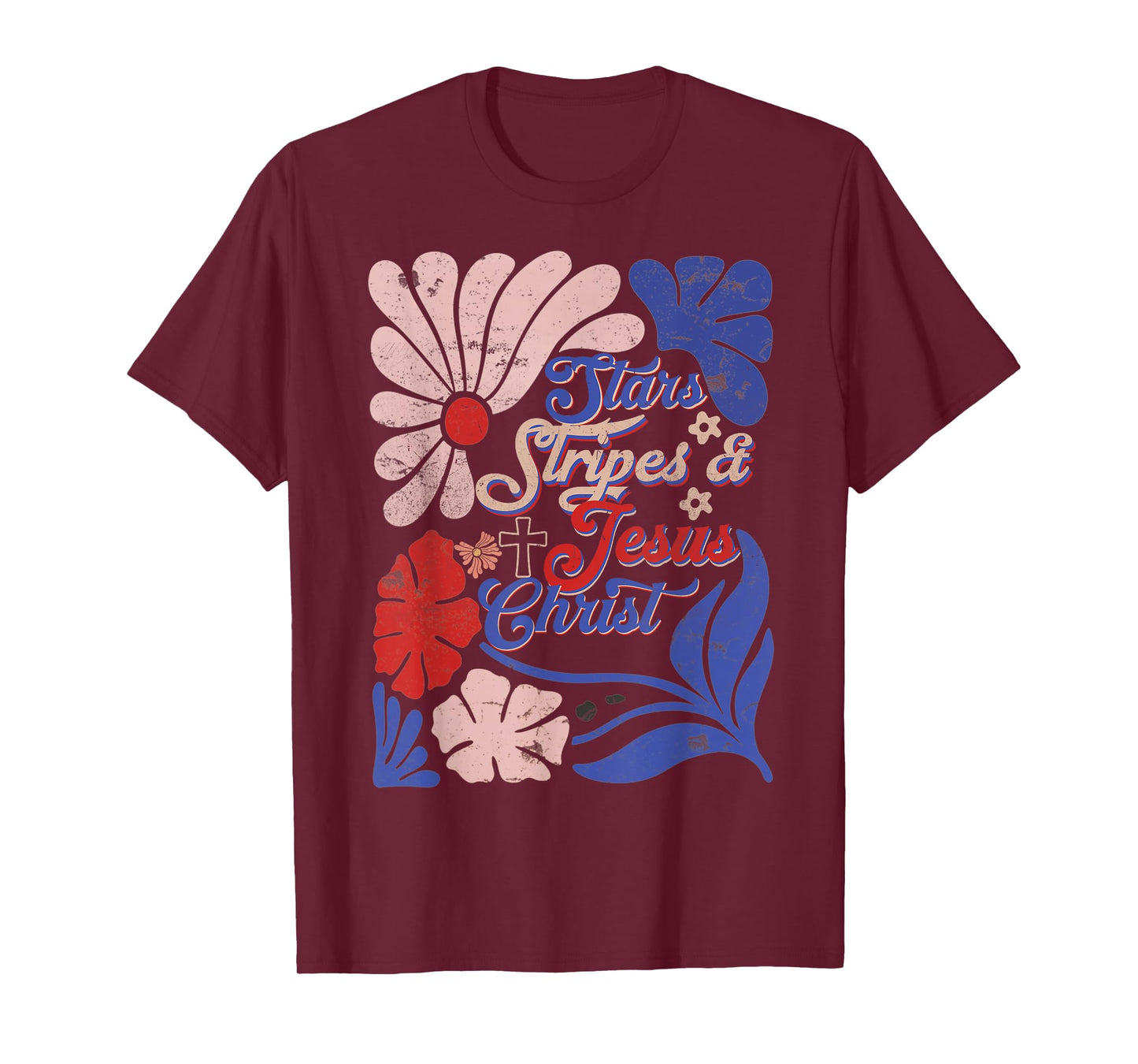 Boho Christian 4th of July Stars Stripe And Jesus Christ T-Shirt