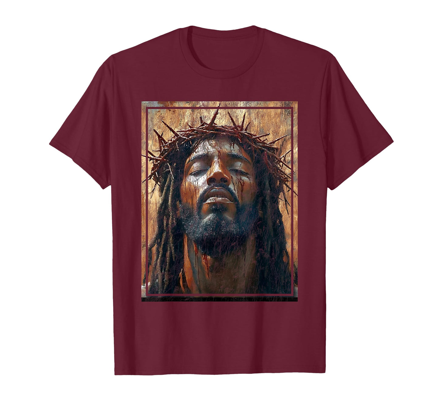 Black Jesus Face Of Jesus Cross With Crown Of Thorns T-Shirt