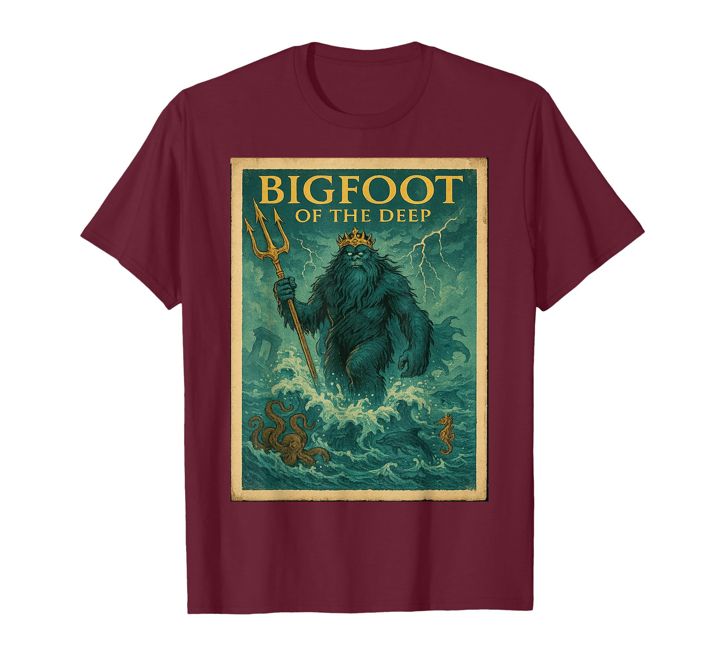 Bigfoot Poseidon Shirt | Sea God Cryptid T-Shirt